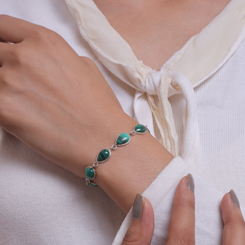 Malachite Sterling Silver Bracelet