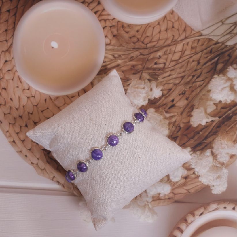 Charoite 925 Sterling Silver Bracelet
