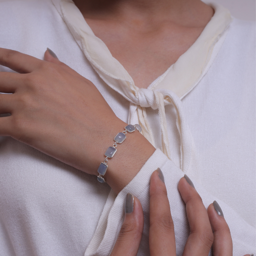 Chalcedony Sterling Silver Bracelet