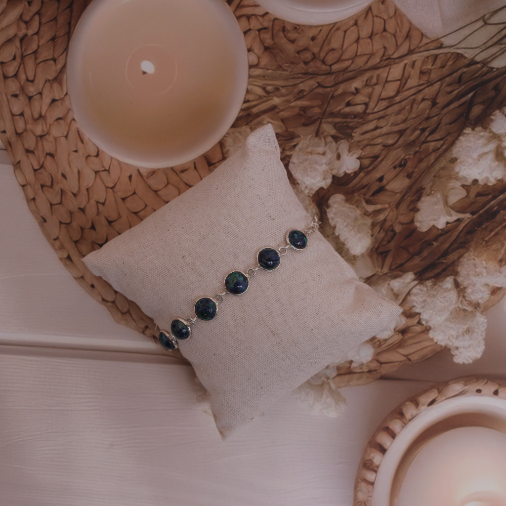 Azurite Malachite Sterling Silver Bracelet