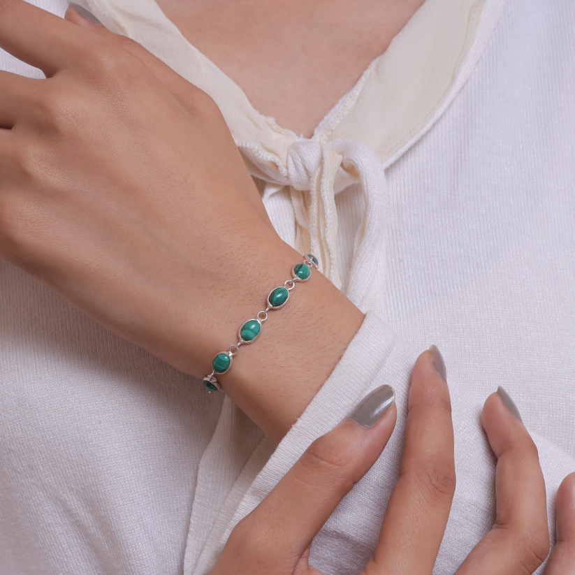 Malachite Sterling Silver Bracelet