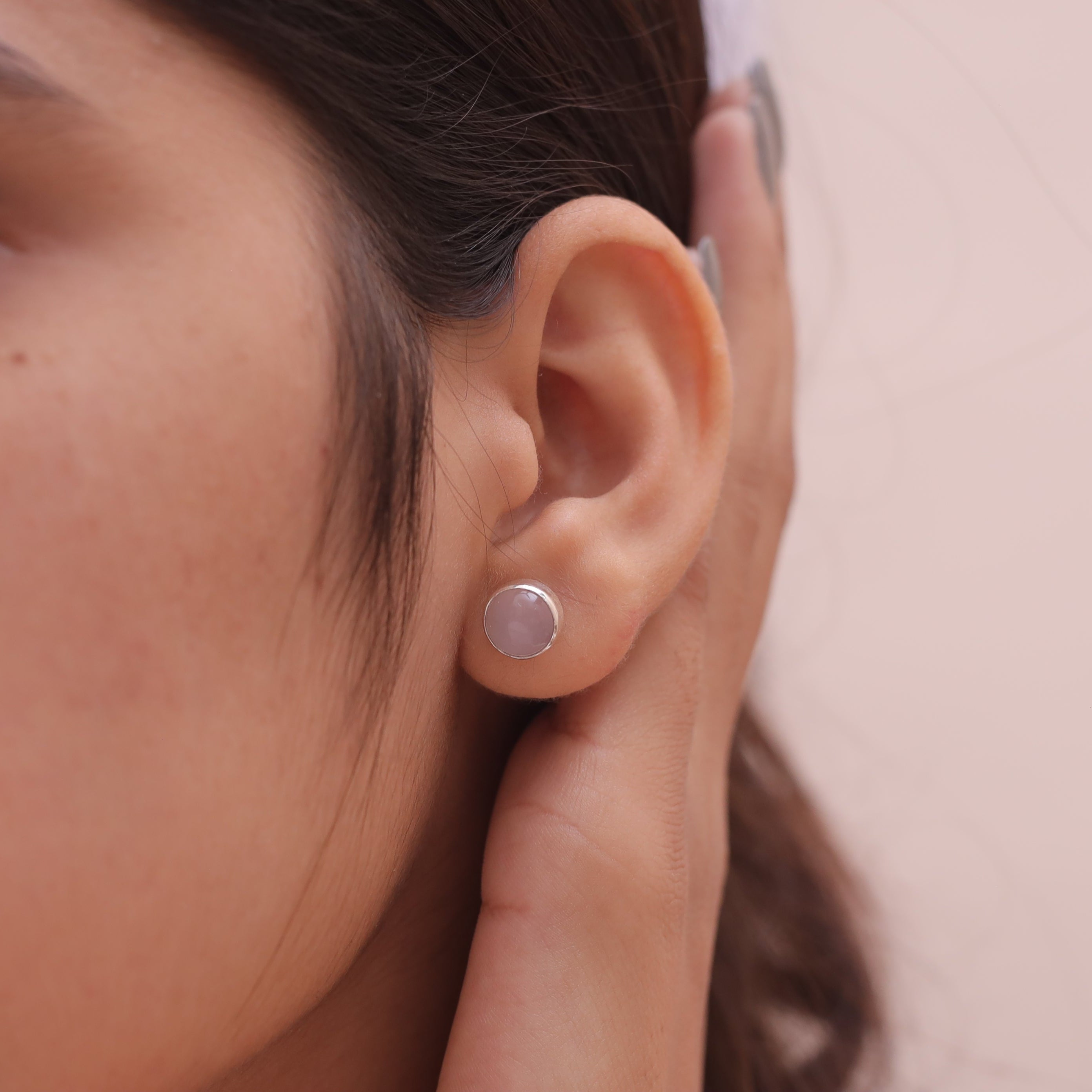 Rose Quartz Sterling Silver Stud Earrings