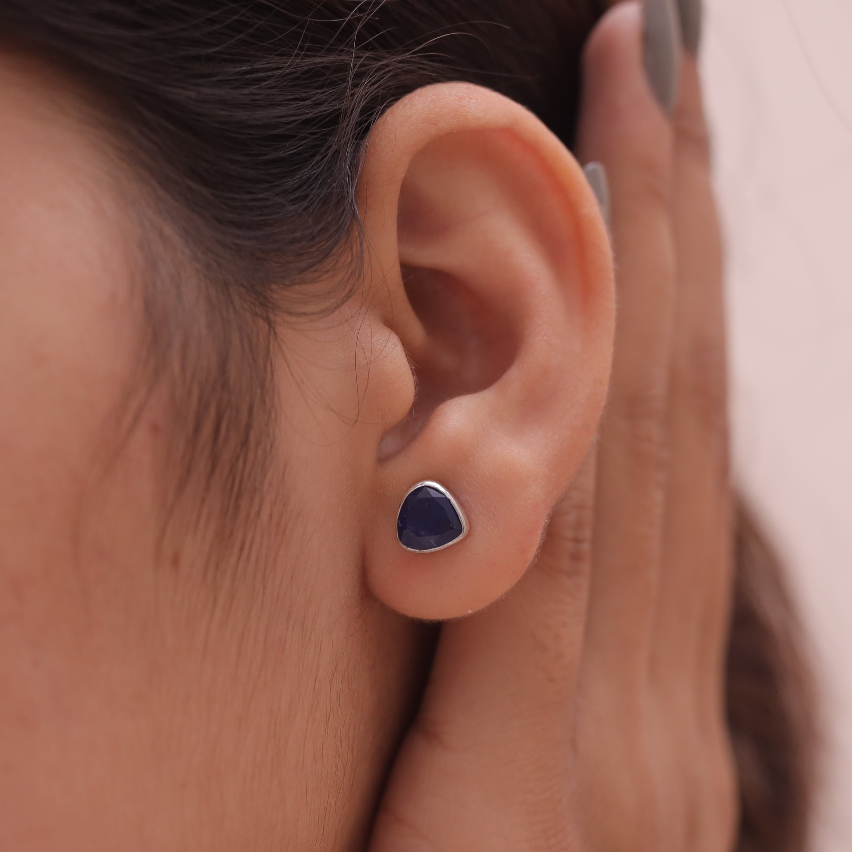 Blue Sapphire Sterling Silver Stud Earrings