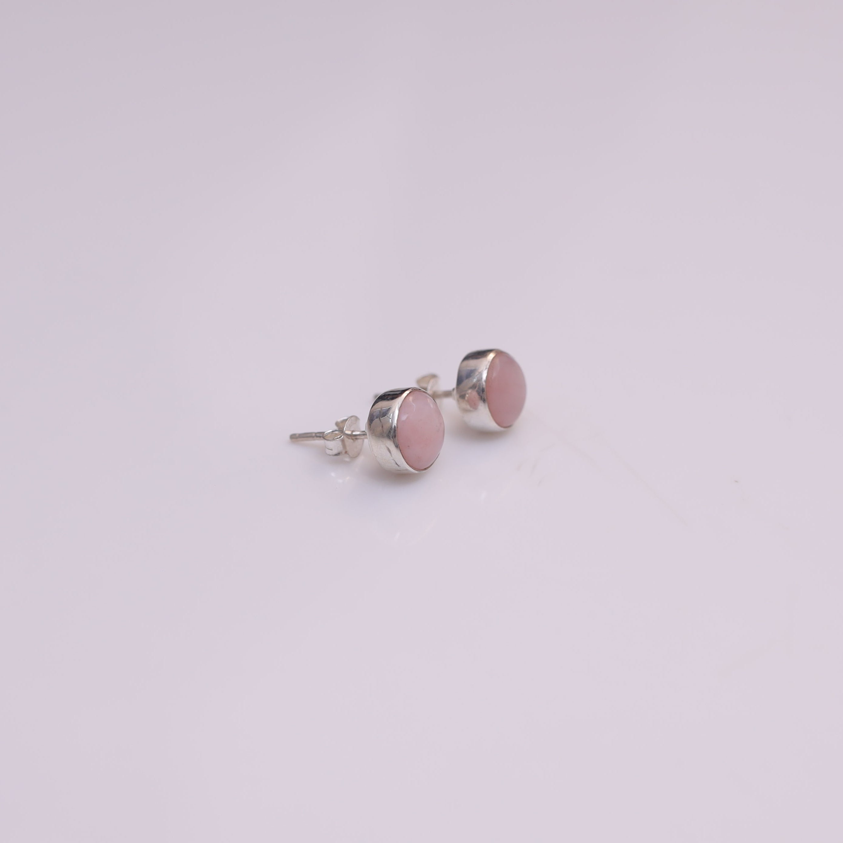 Pink Opal Sterling Silver Stud Earrings