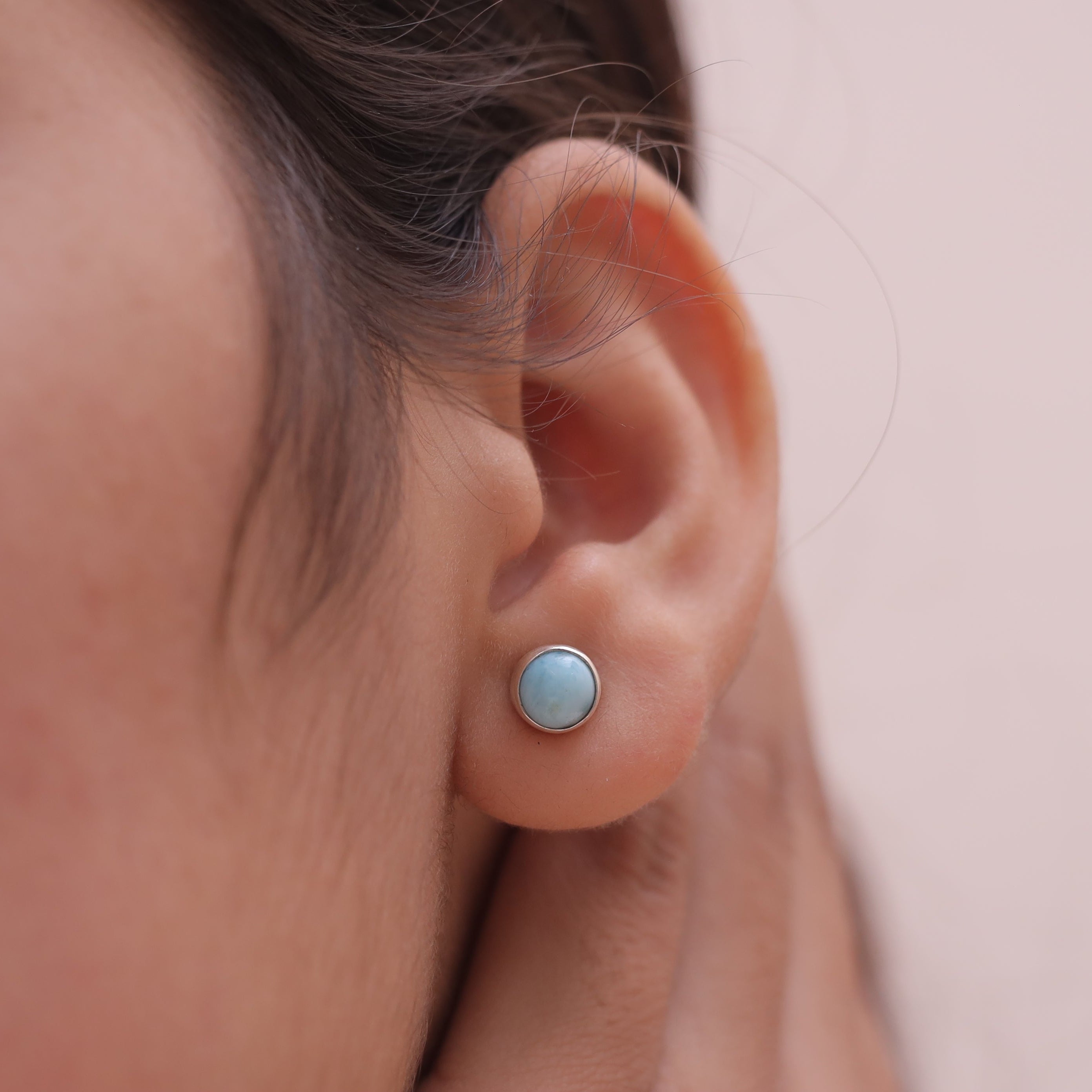 Larimar Sterling Silver Stud Earrings