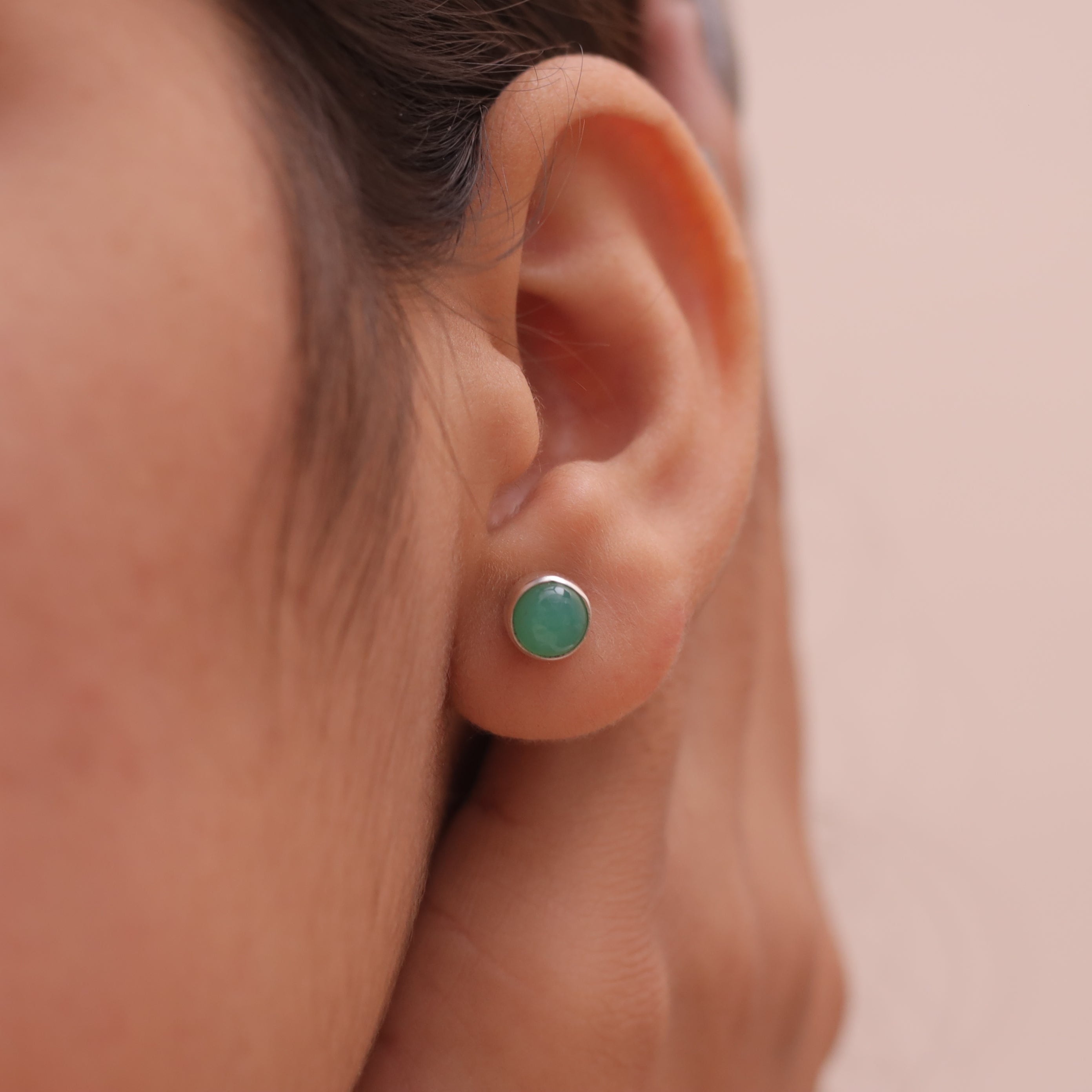 Chrysoprase Sterling Silver Stud Earrings
