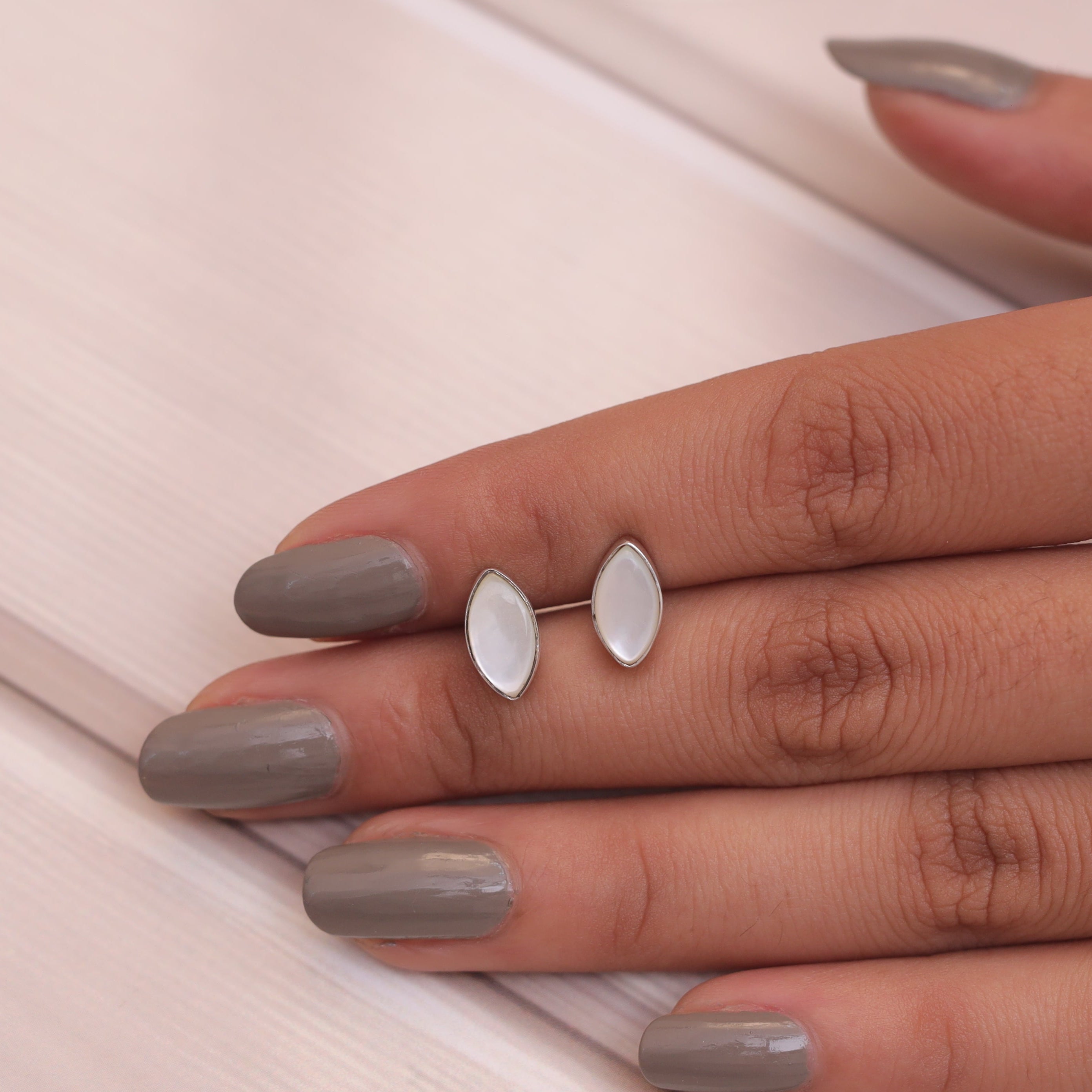Mother Of Pearl Sterling Silver Stud Earrings