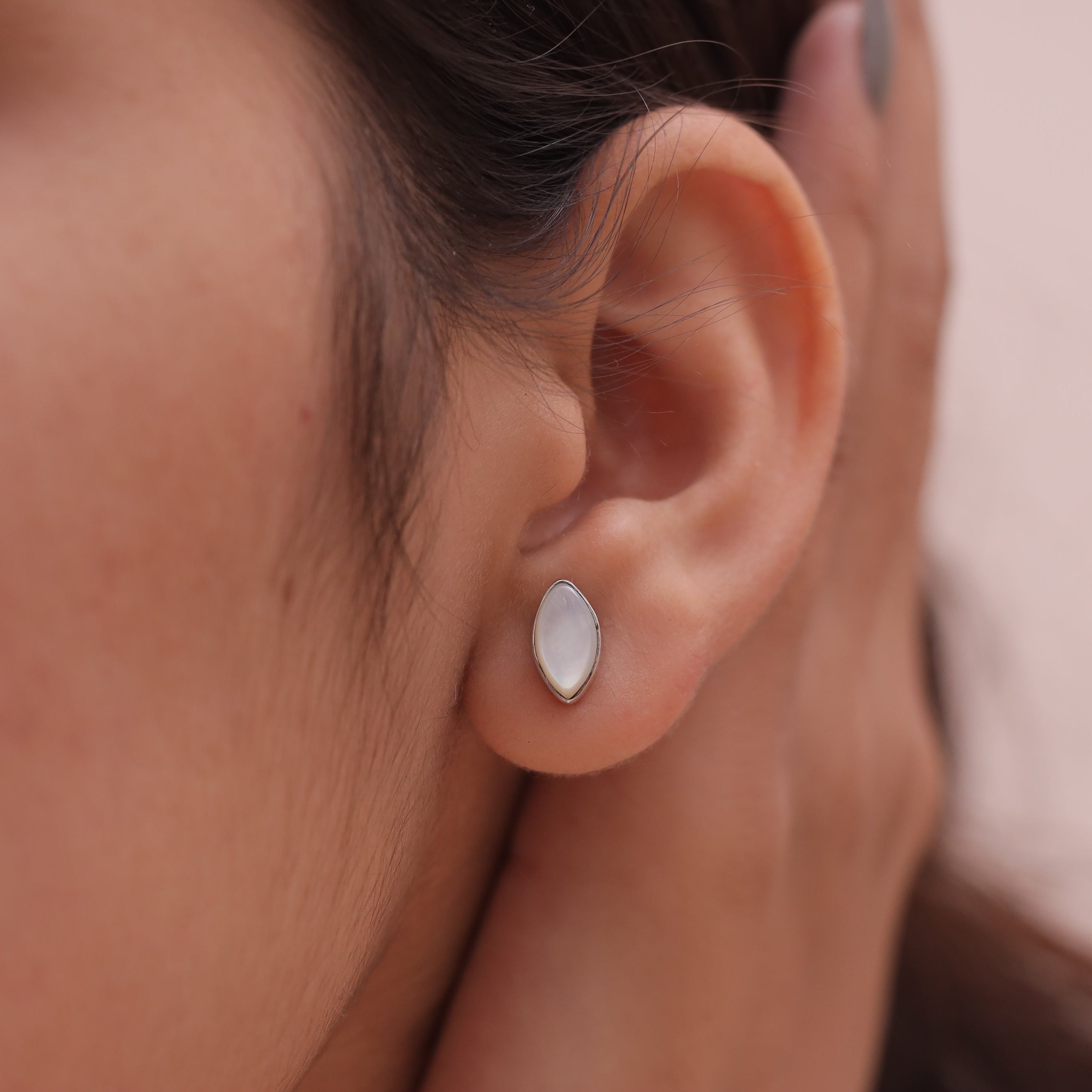 Mother Of Pearl Sterling Silver Stud Earrings