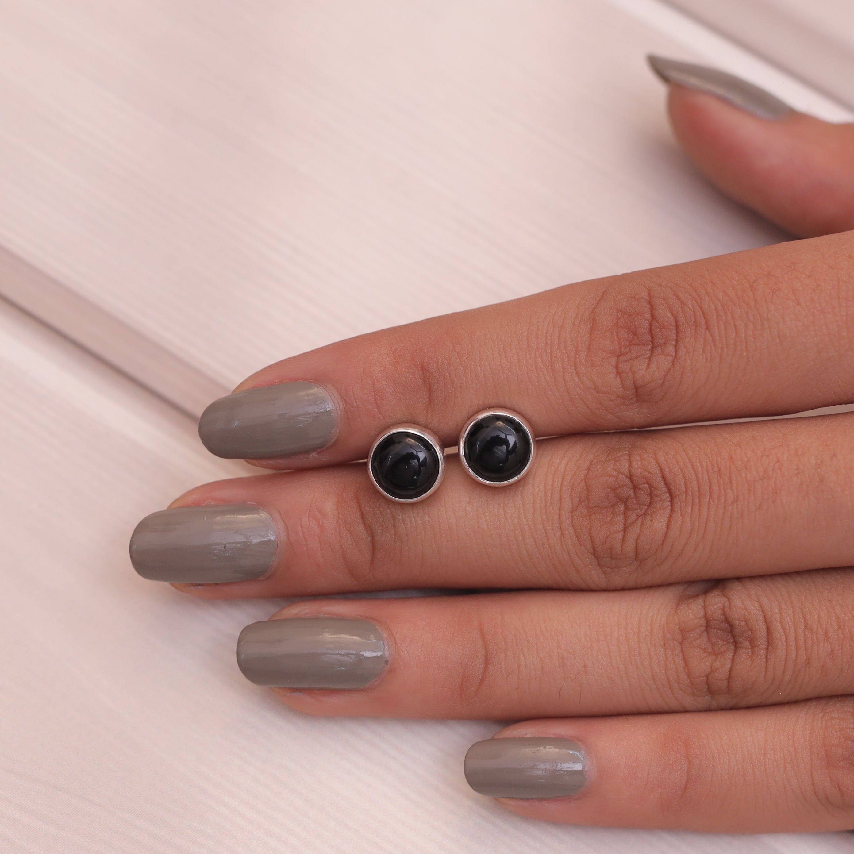 Black Onyx Sterling Silver Stud Earrings