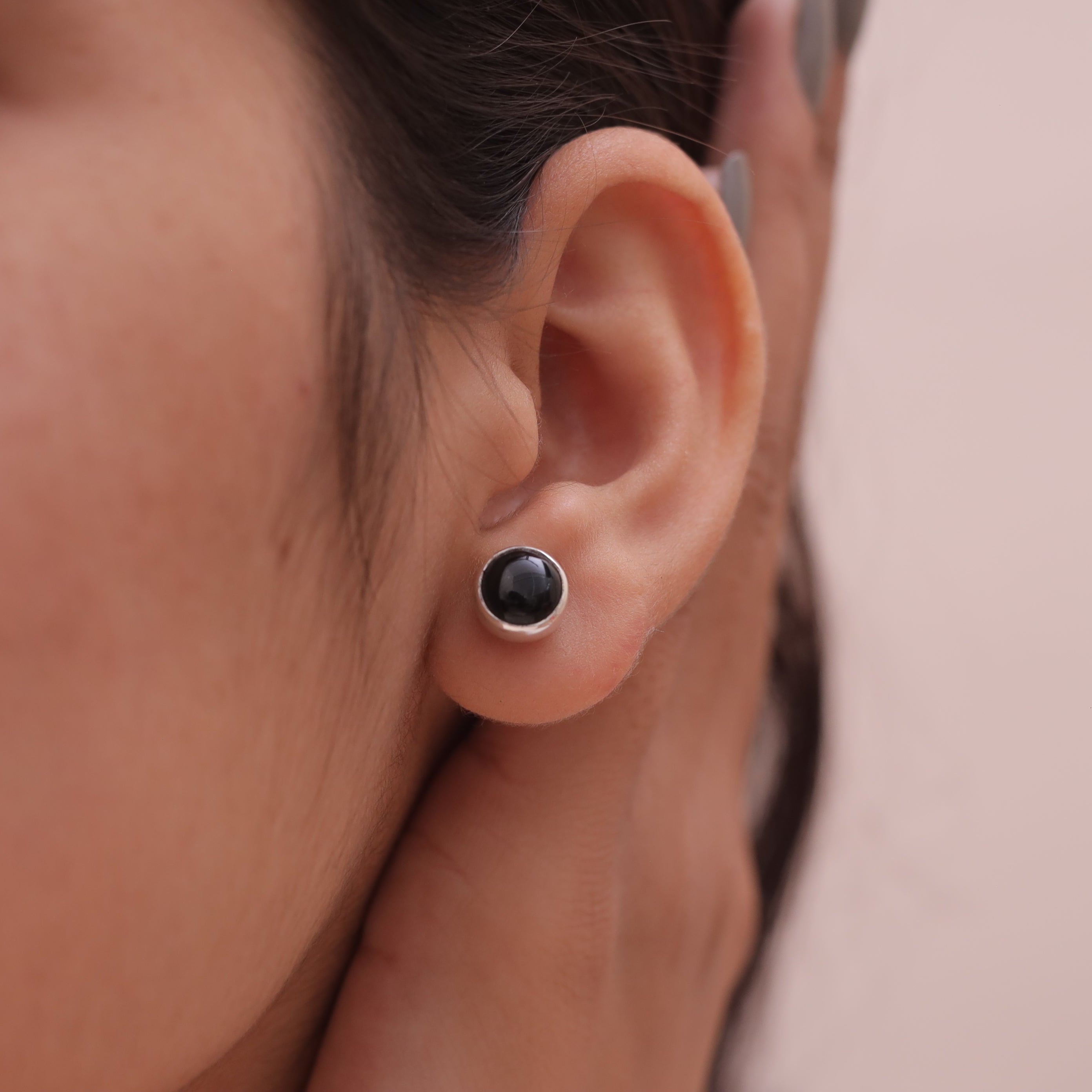 Black Onyx Sterling Silver Stud Earrings