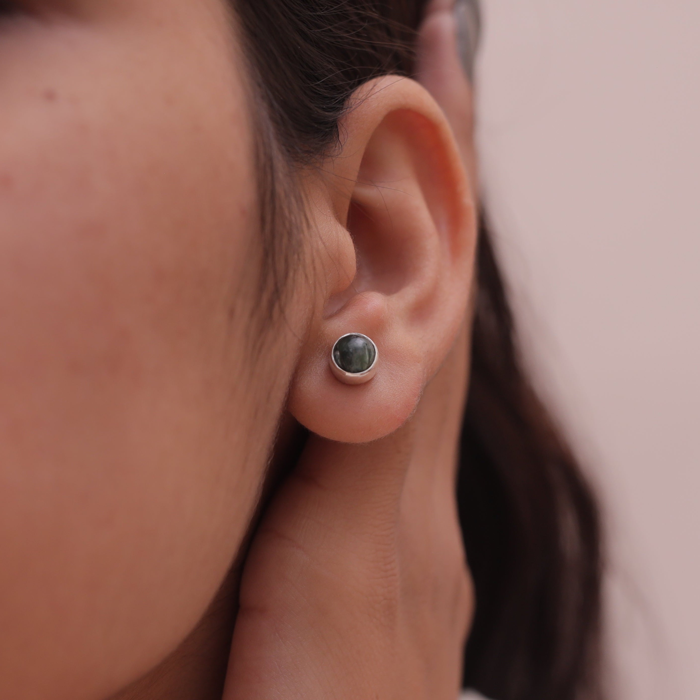 Seraphinite Sterling Silver Stud Earrings