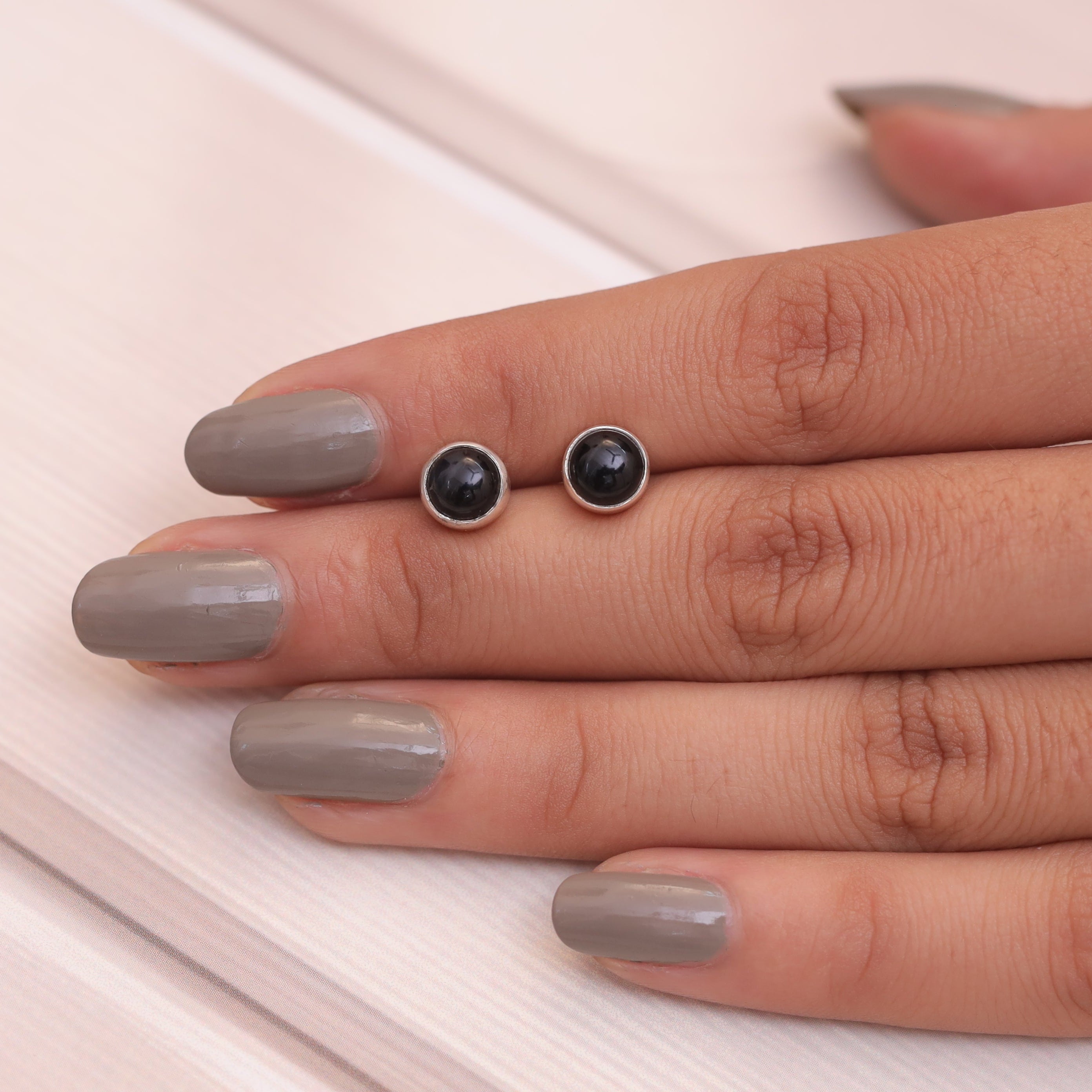 Black Onyx Sterling Silver Stud Earrings