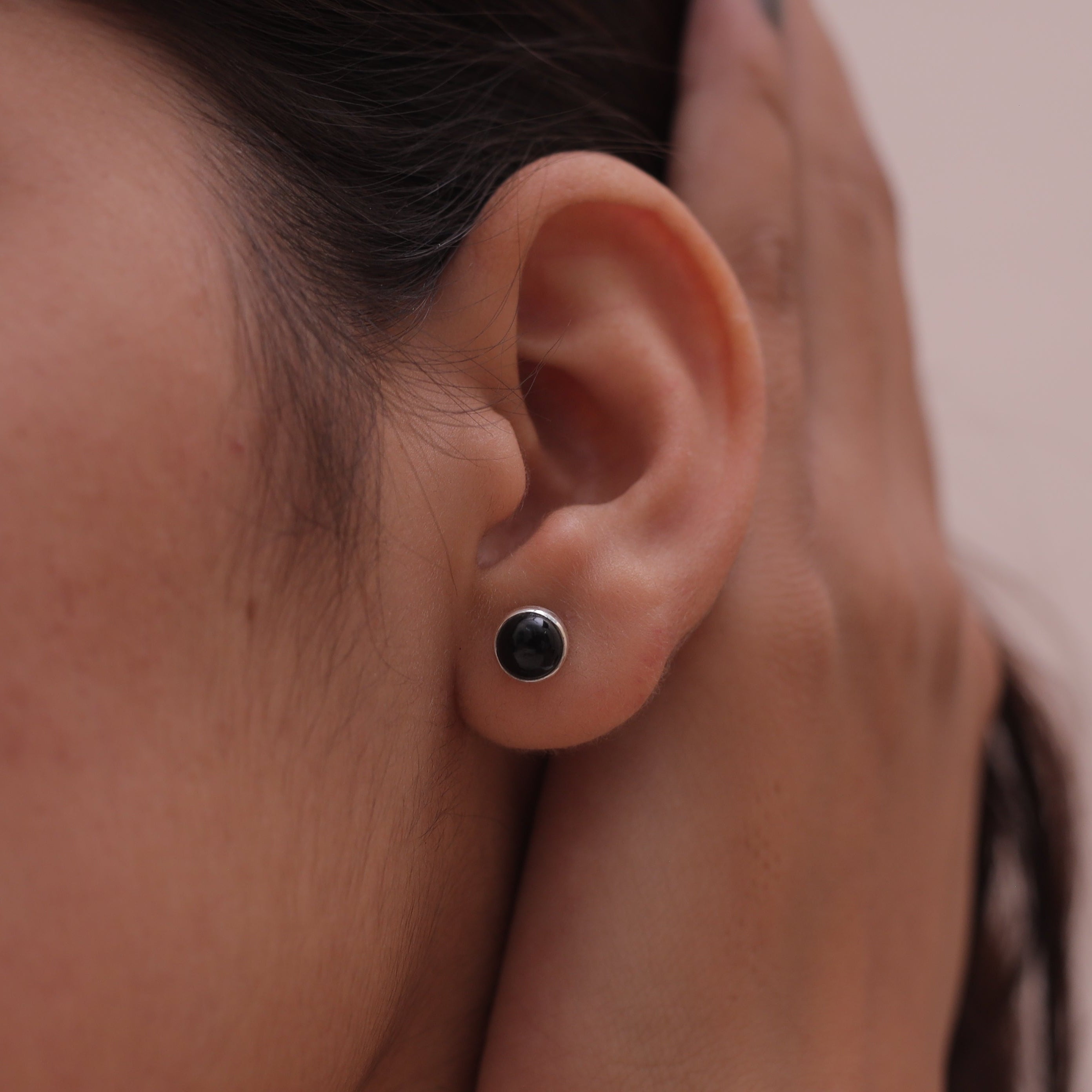 Black Onyx Sterling Silver Stud Earrings