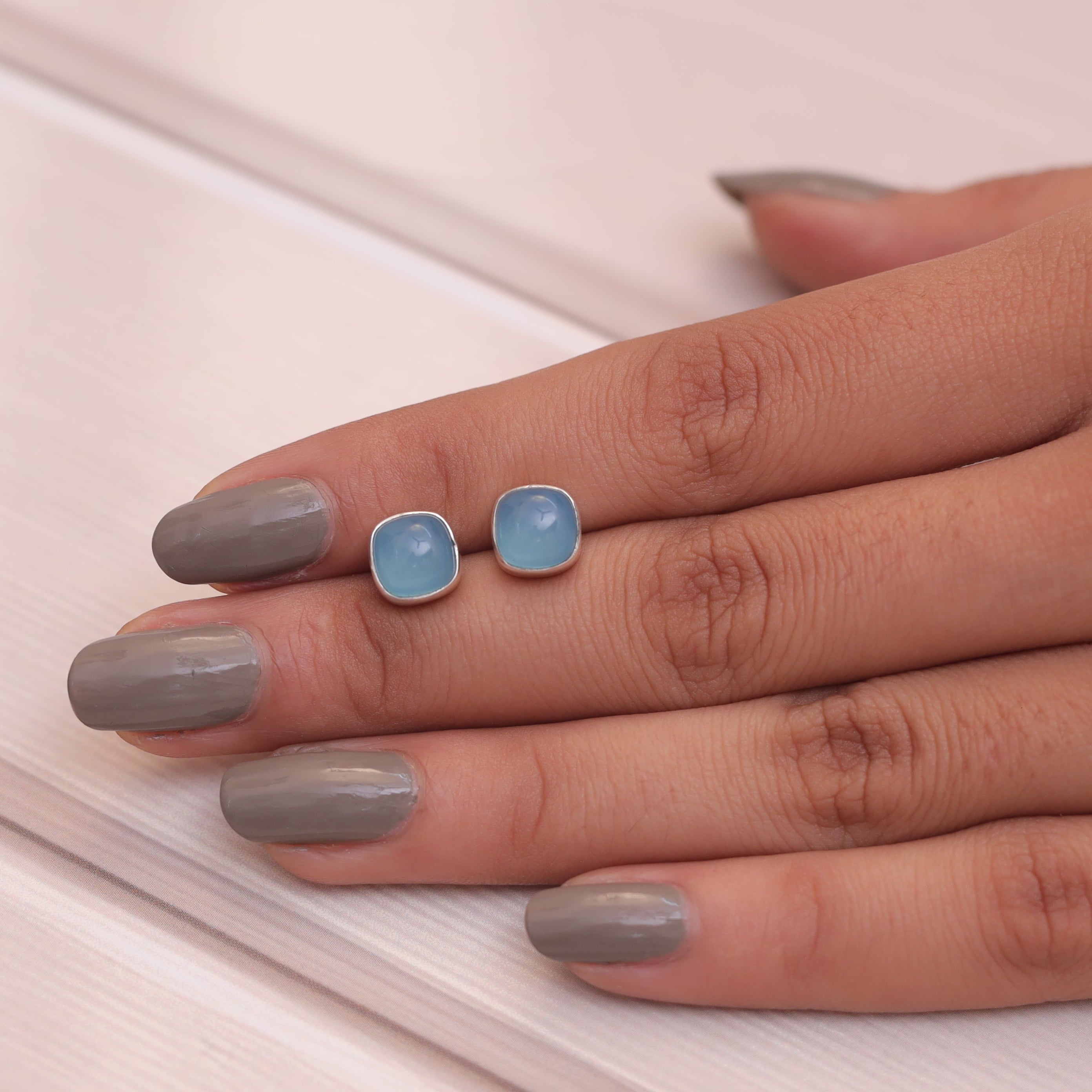 Aquamarine Sterling Silver Stud Earrings