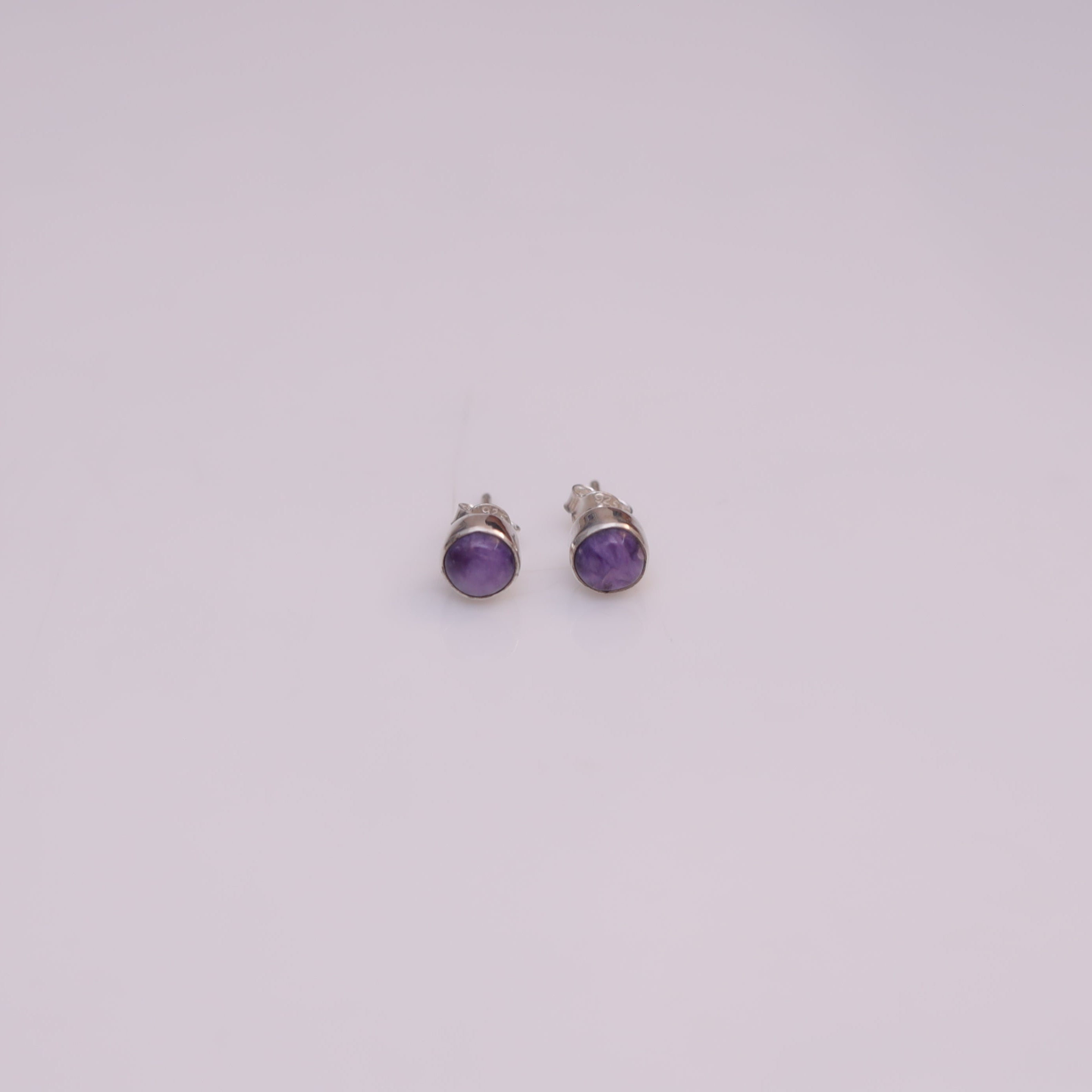 Charoite 925 Sterling Silver Stud Earrings