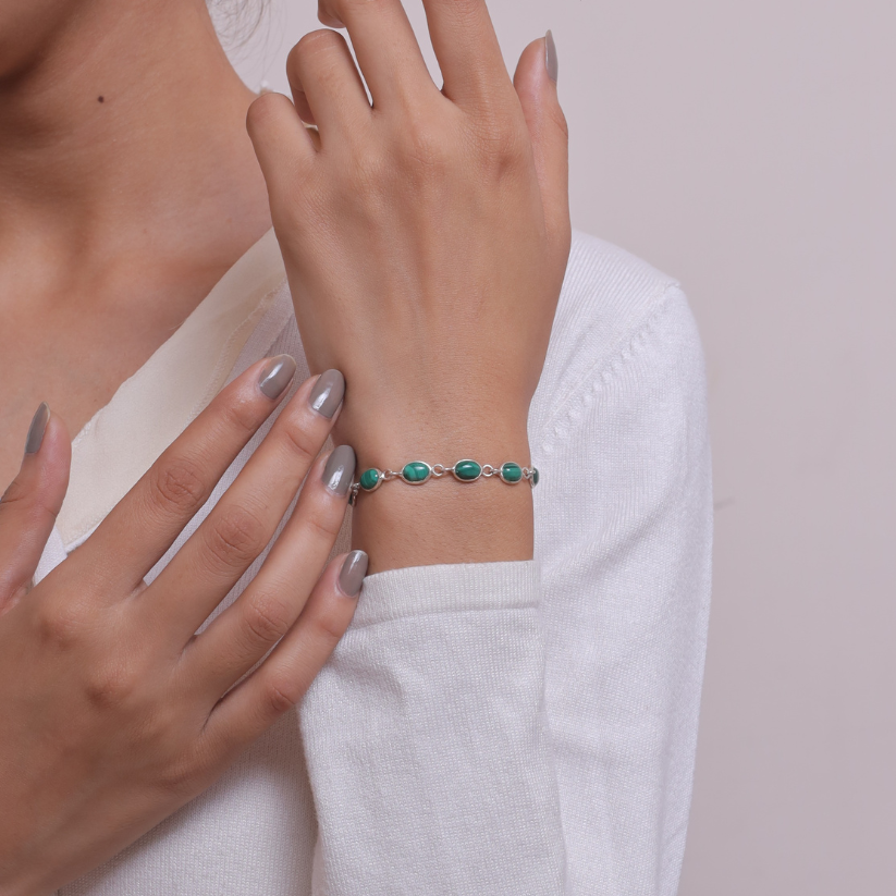 Malachite Sterling Silver Bracelet