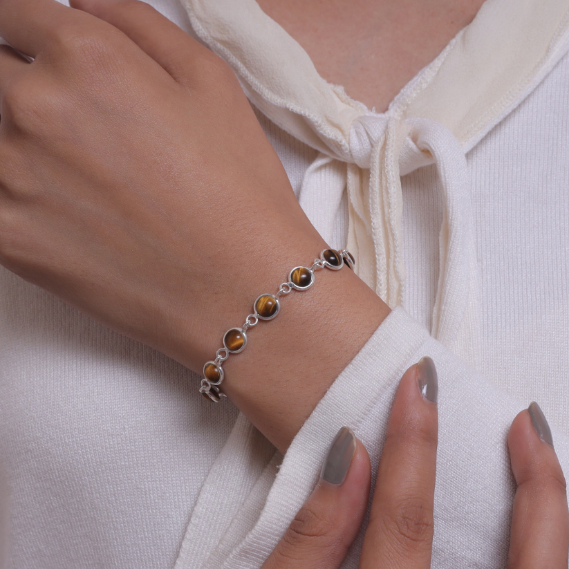 Tiger Eye Sterling Silver Bracelet