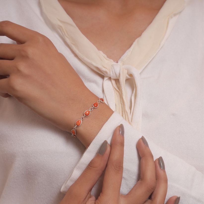 Sponge Coral Sterling Silver Bracelet