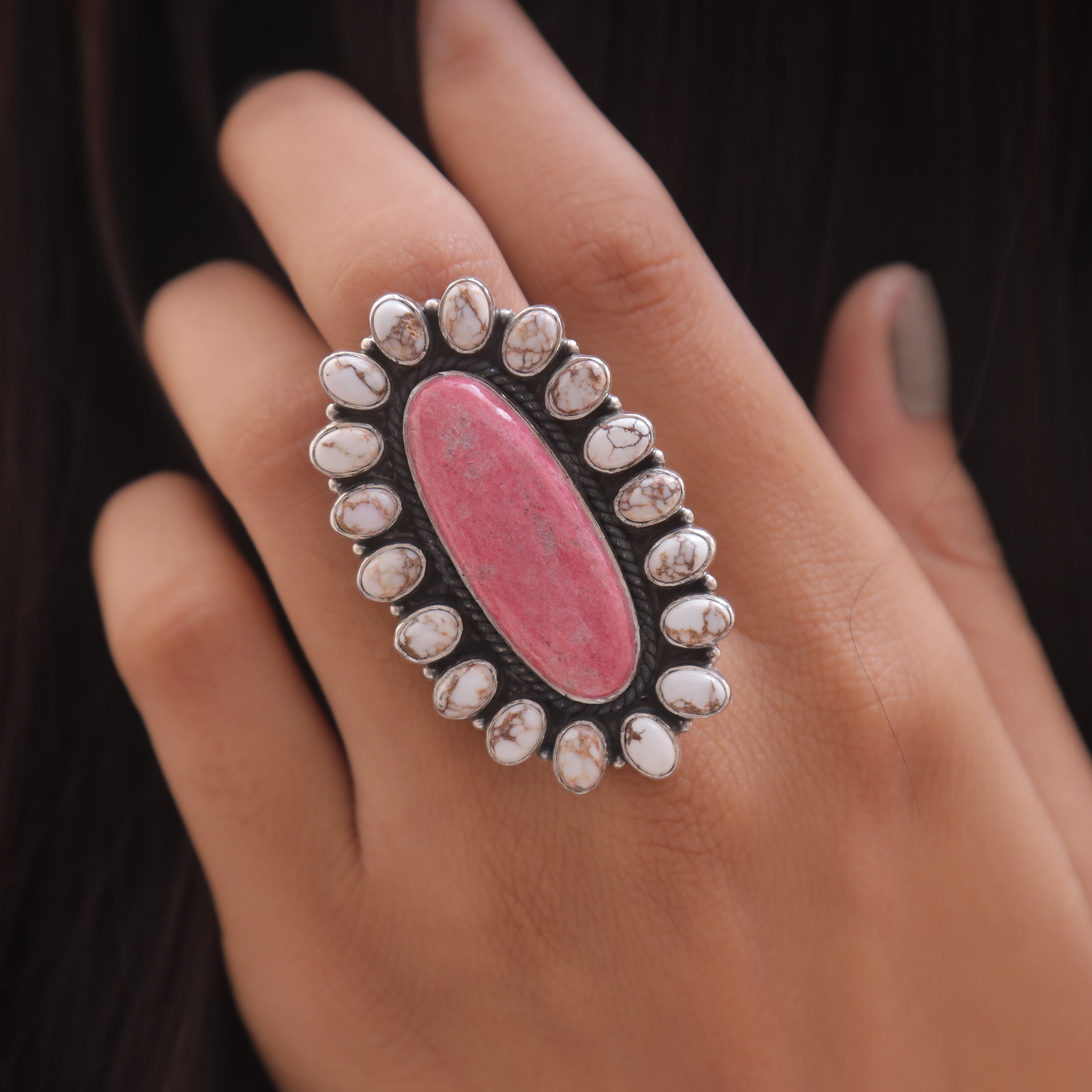 Wild Horse & Thulite Sterling Silver Ring