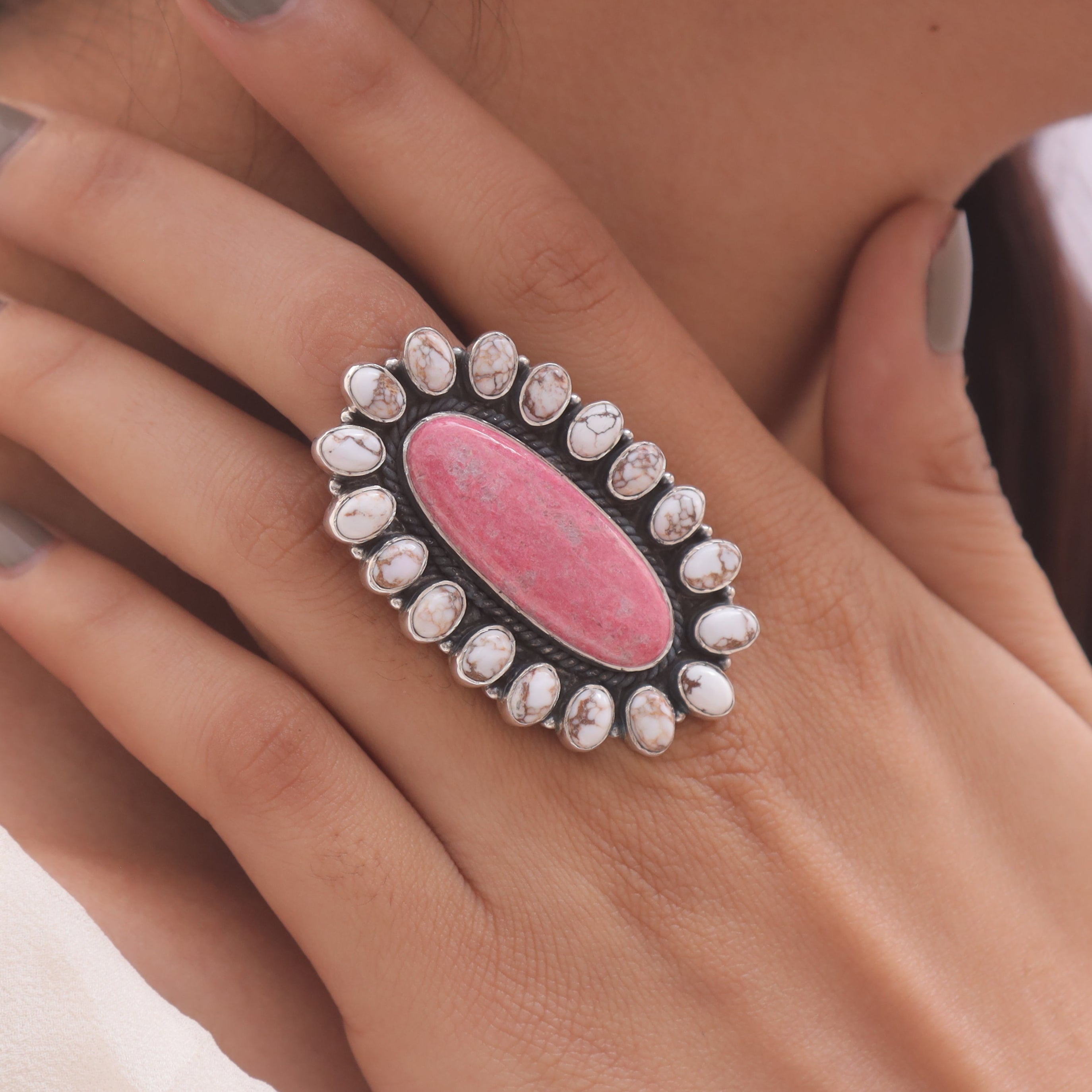 Wild Horse & Thulite Sterling Silver Ring