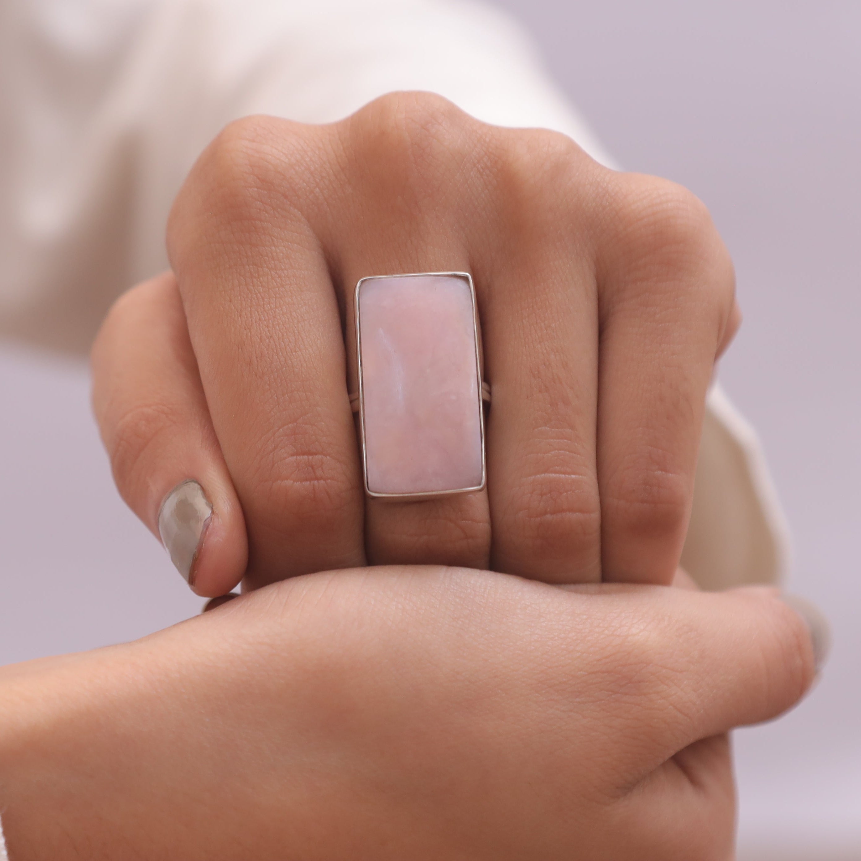 Pink Opal Sterling Silver Ring