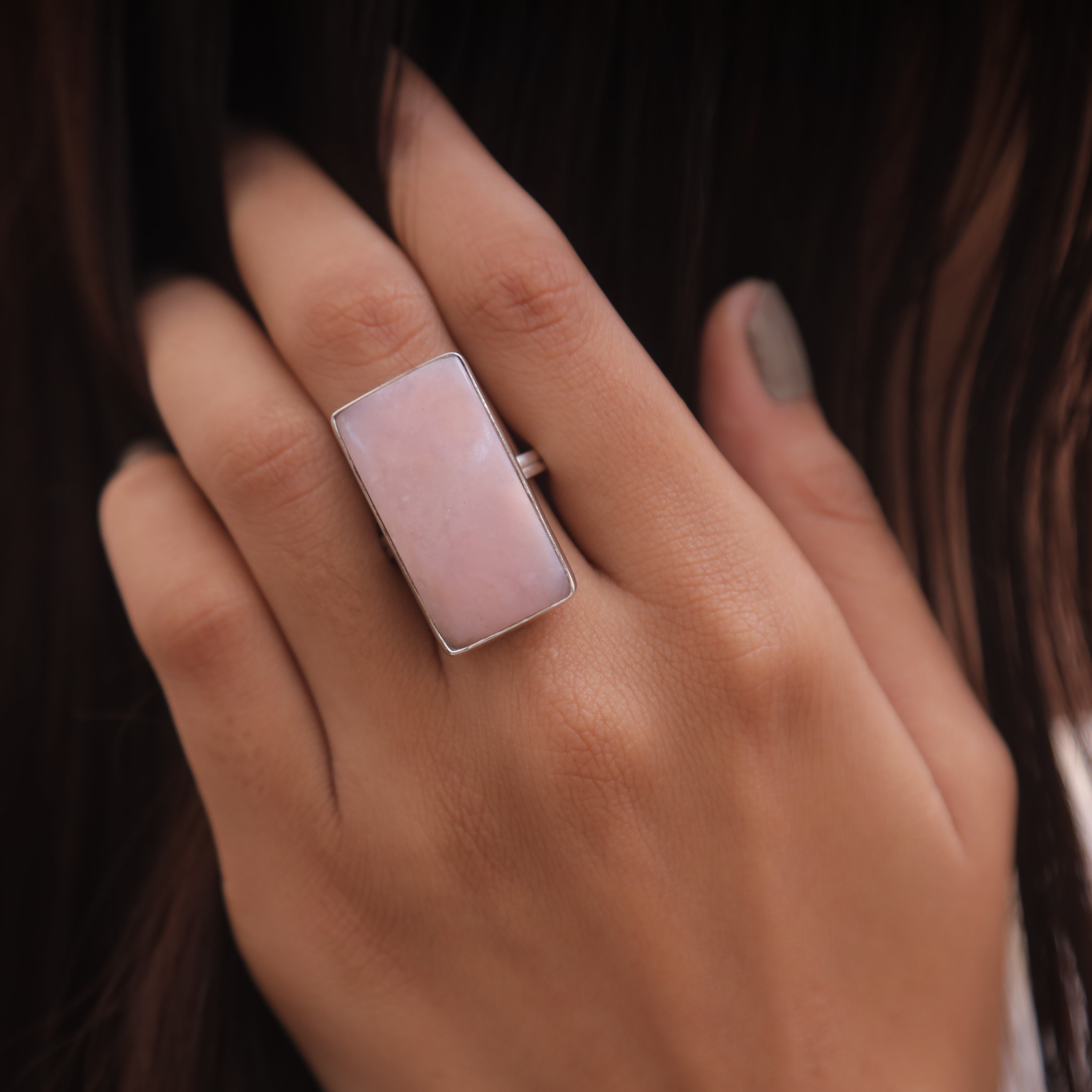 Pink Opal Sterling Silver Ring