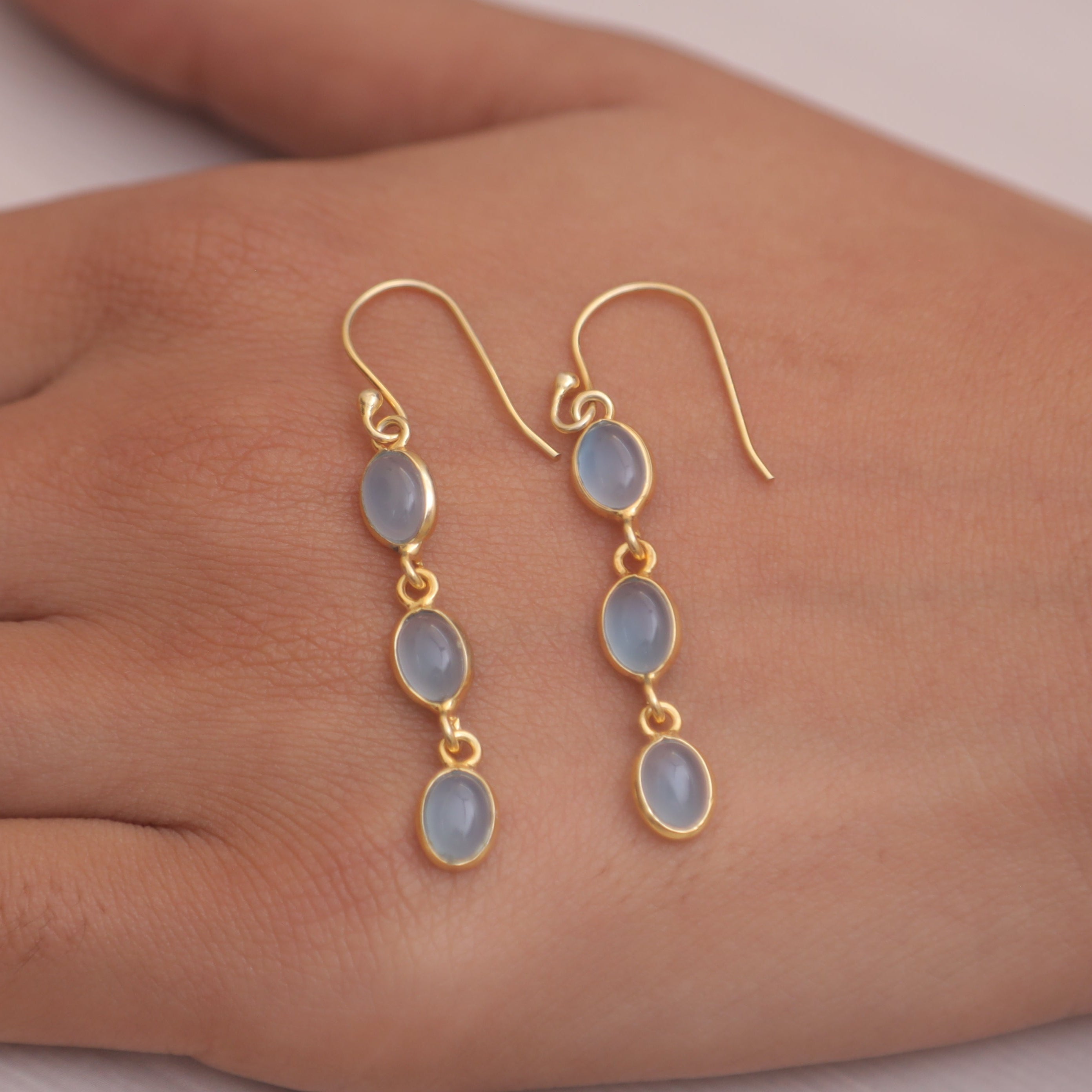 Aquamarine 18k Gold Plated Sterling Silver Earrings