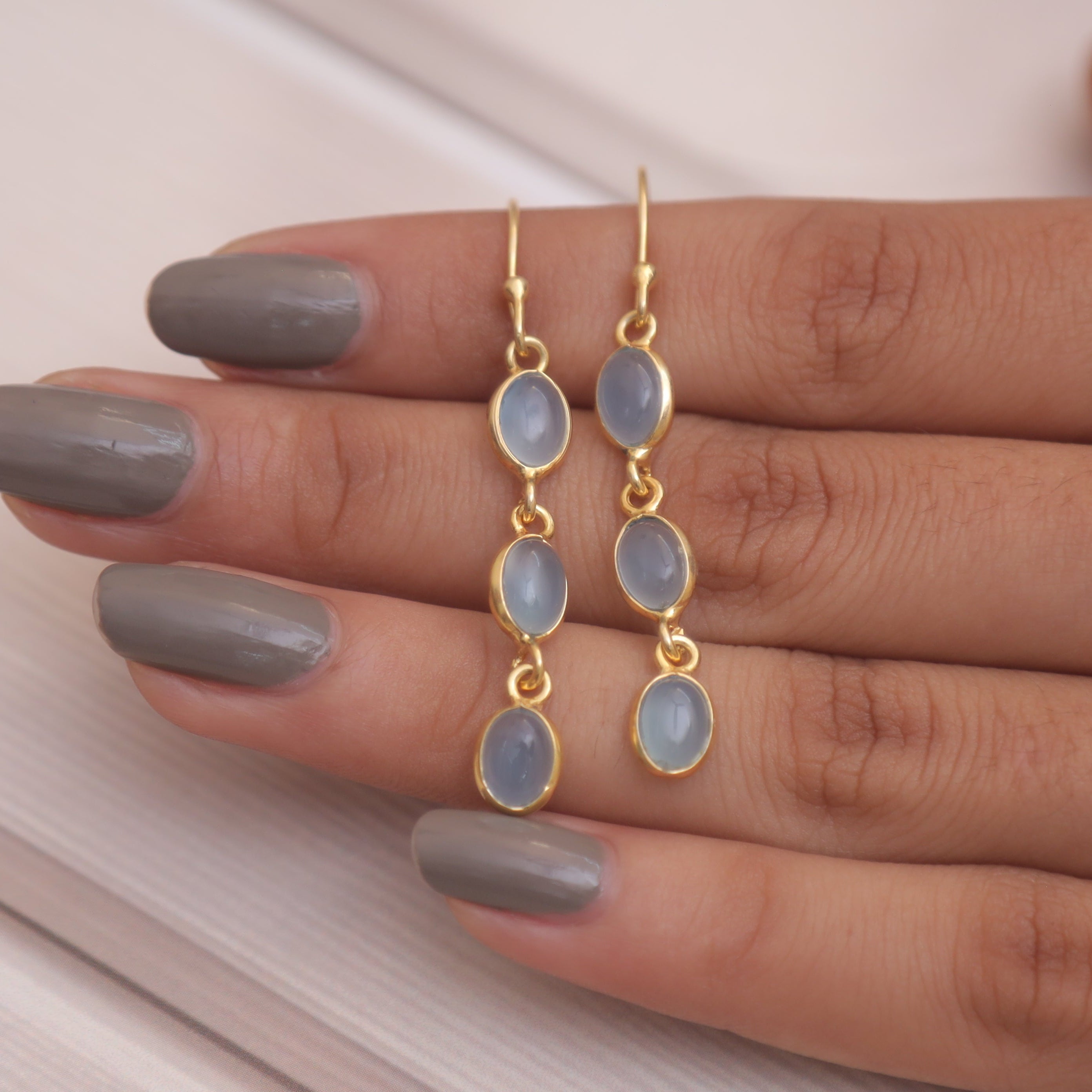 Aquamarine 18k Gold Plated Sterling Silver Earrings