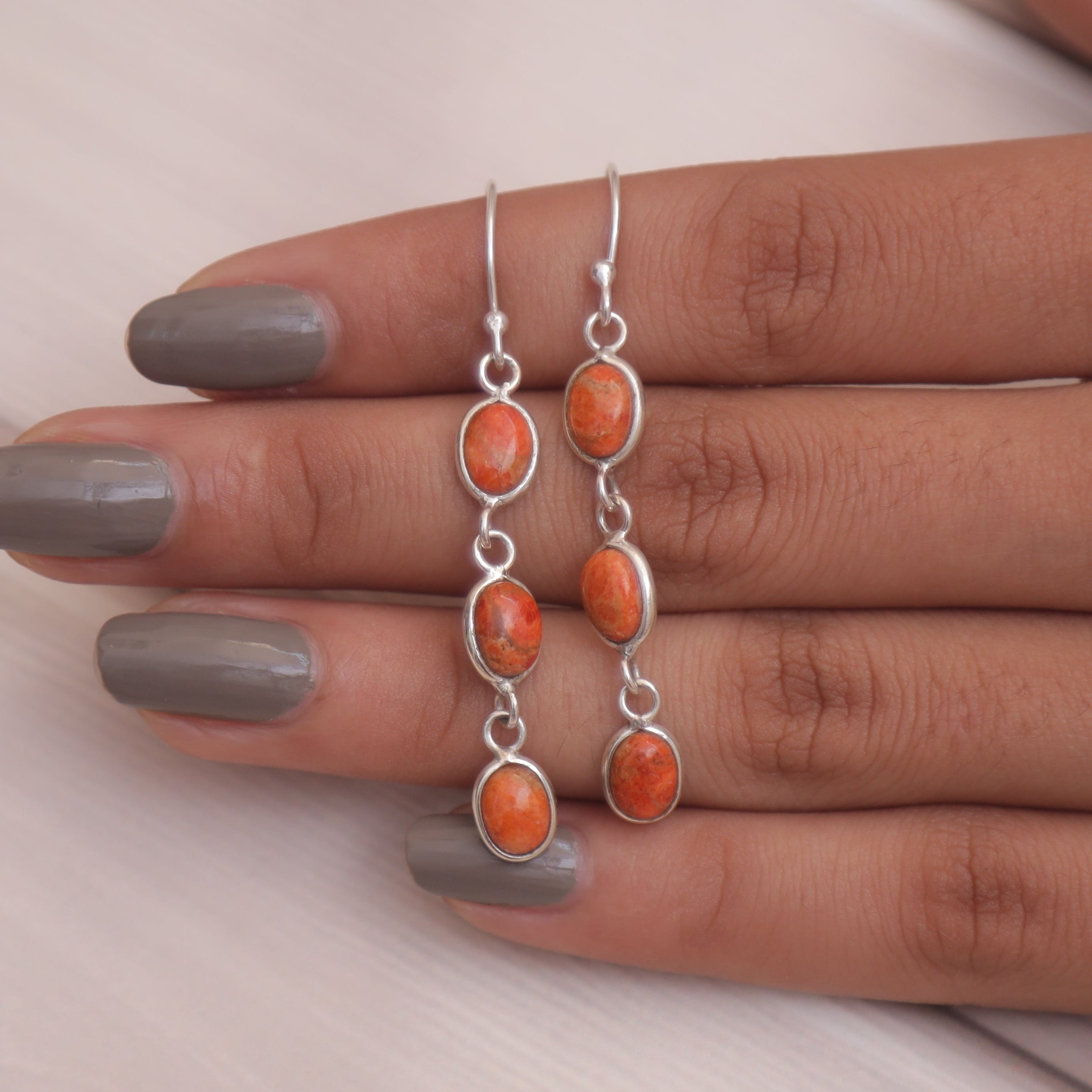 Sponge Coral Sterling Silver Earrings