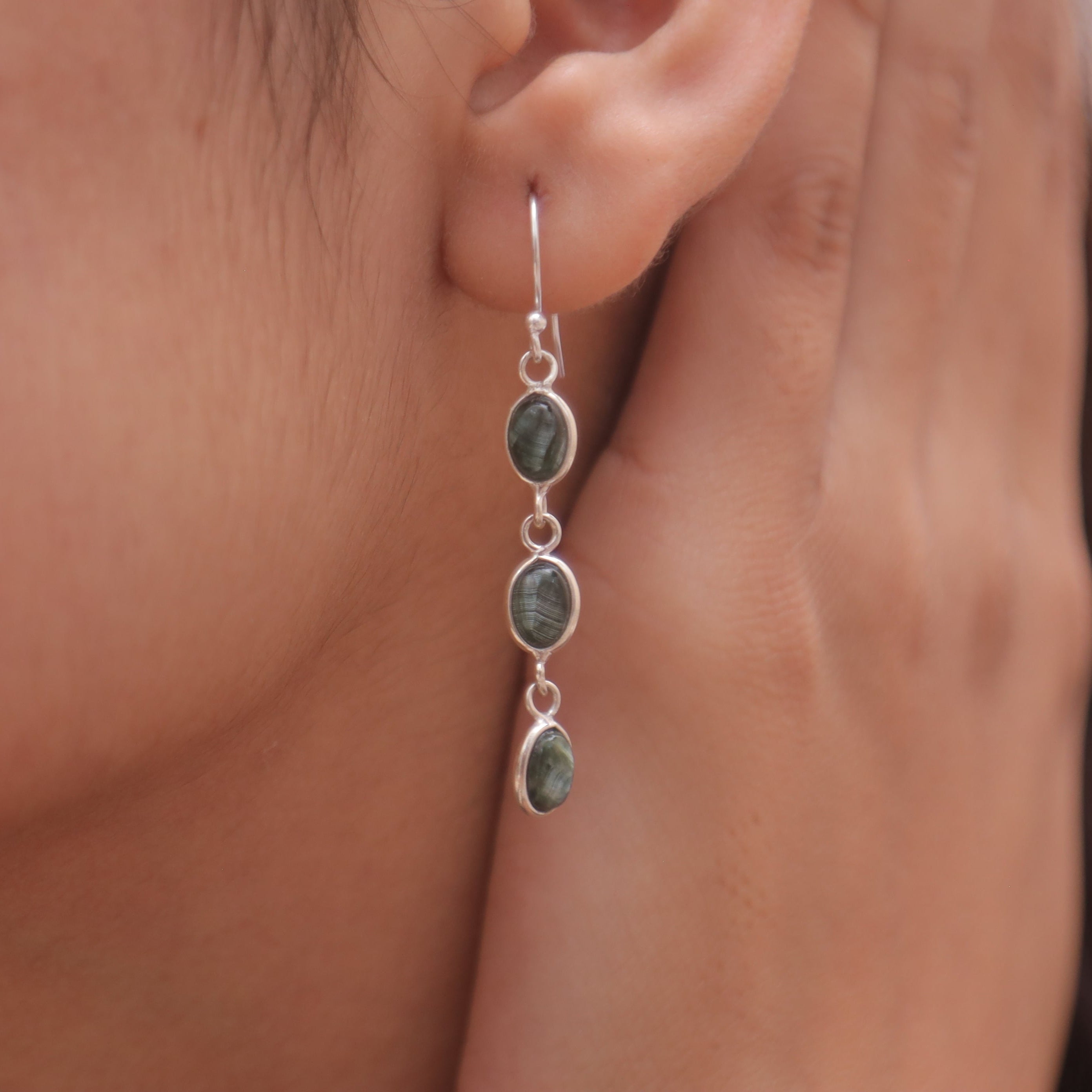 Seraphinite Sterling Silver Earrings