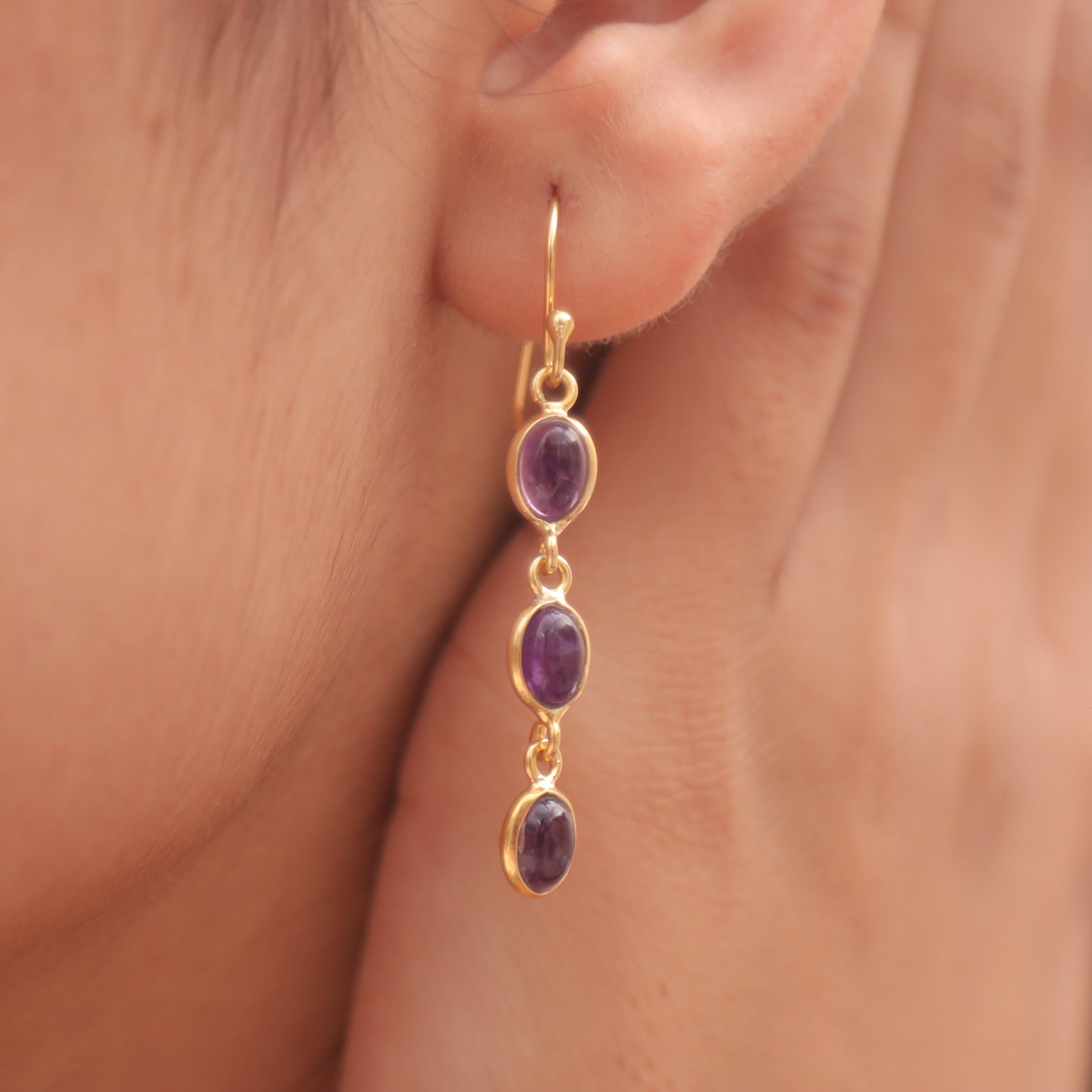 Amethyst 18k Gold Plated Sterling Silver Earrings