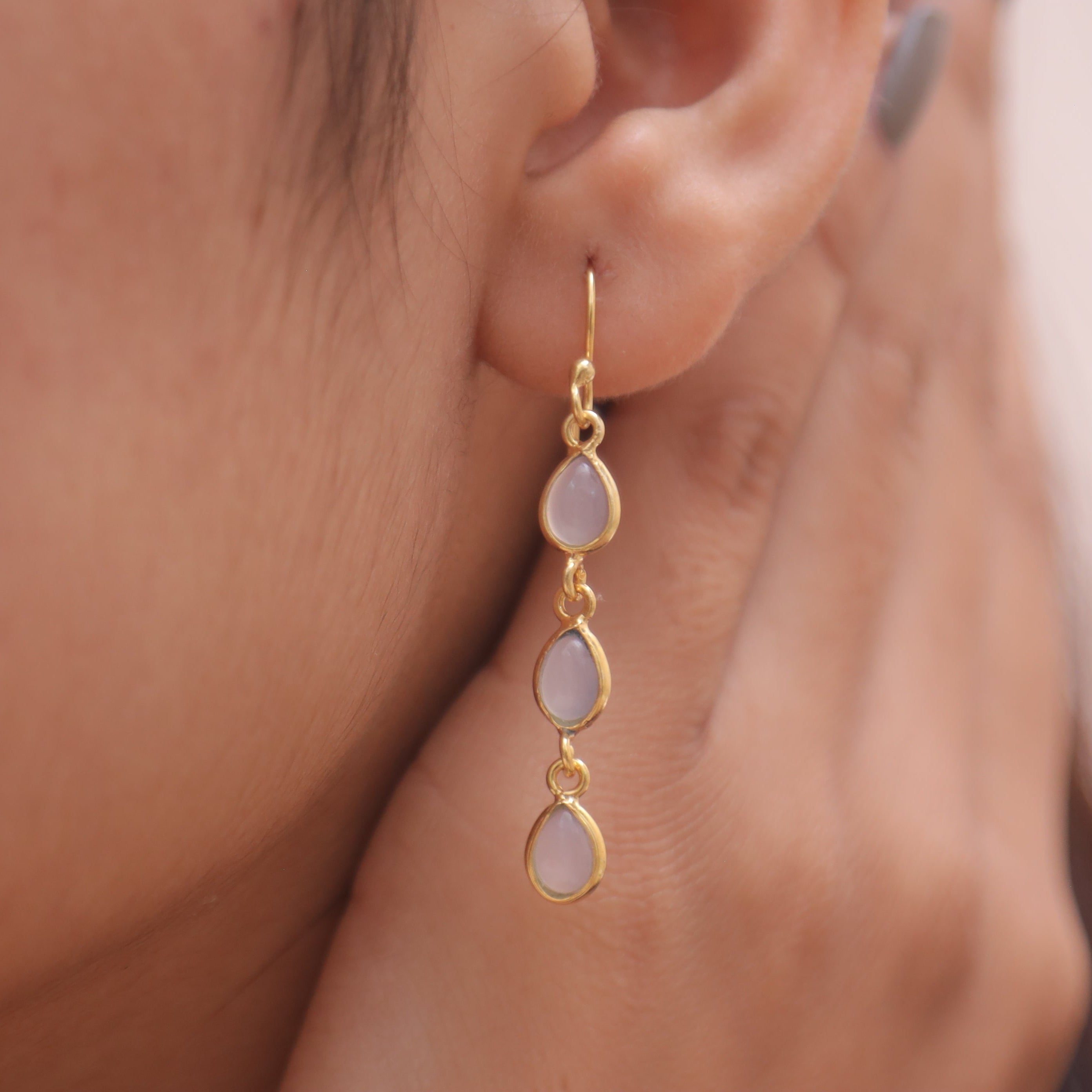Chalcedony 18k Gold Plated Sterling Silver Earrings