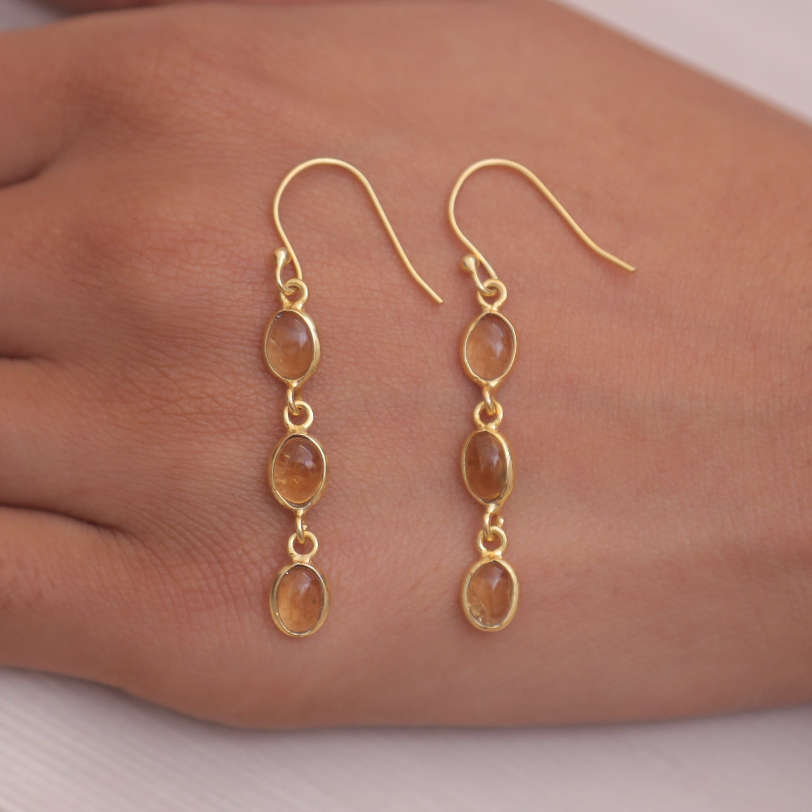 Citrine 18k Gold Plated Sterling Silver Earrings