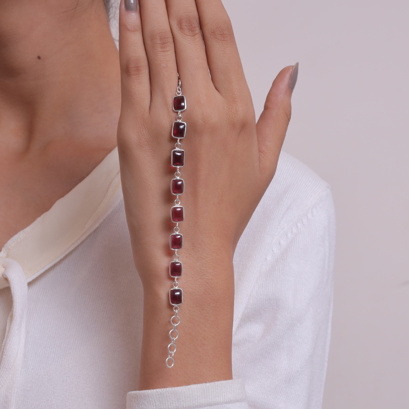 Garnet Sterling Silver Bracelet