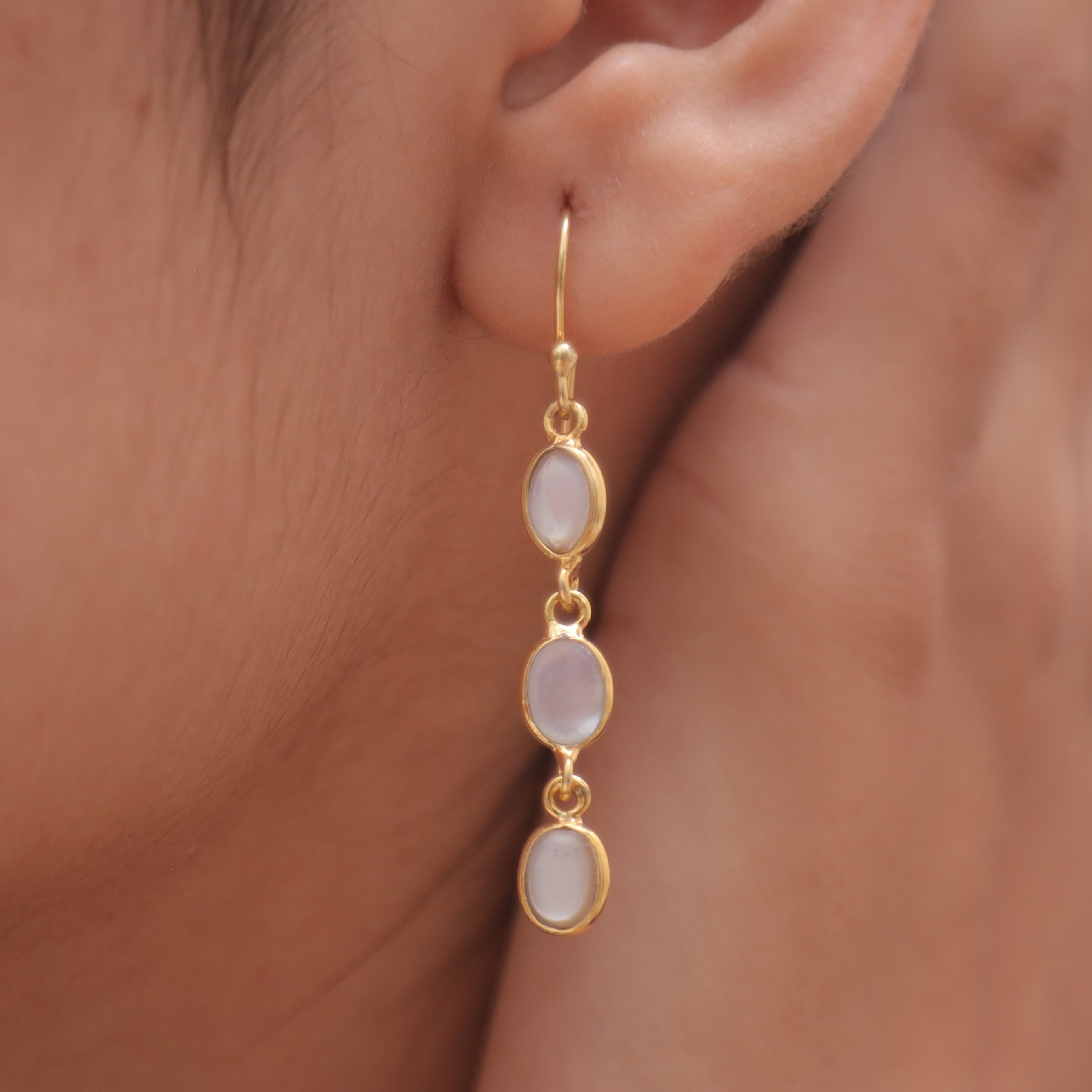 Mother Of Pearl 18k Gold Plated Sterling Silver Earrings