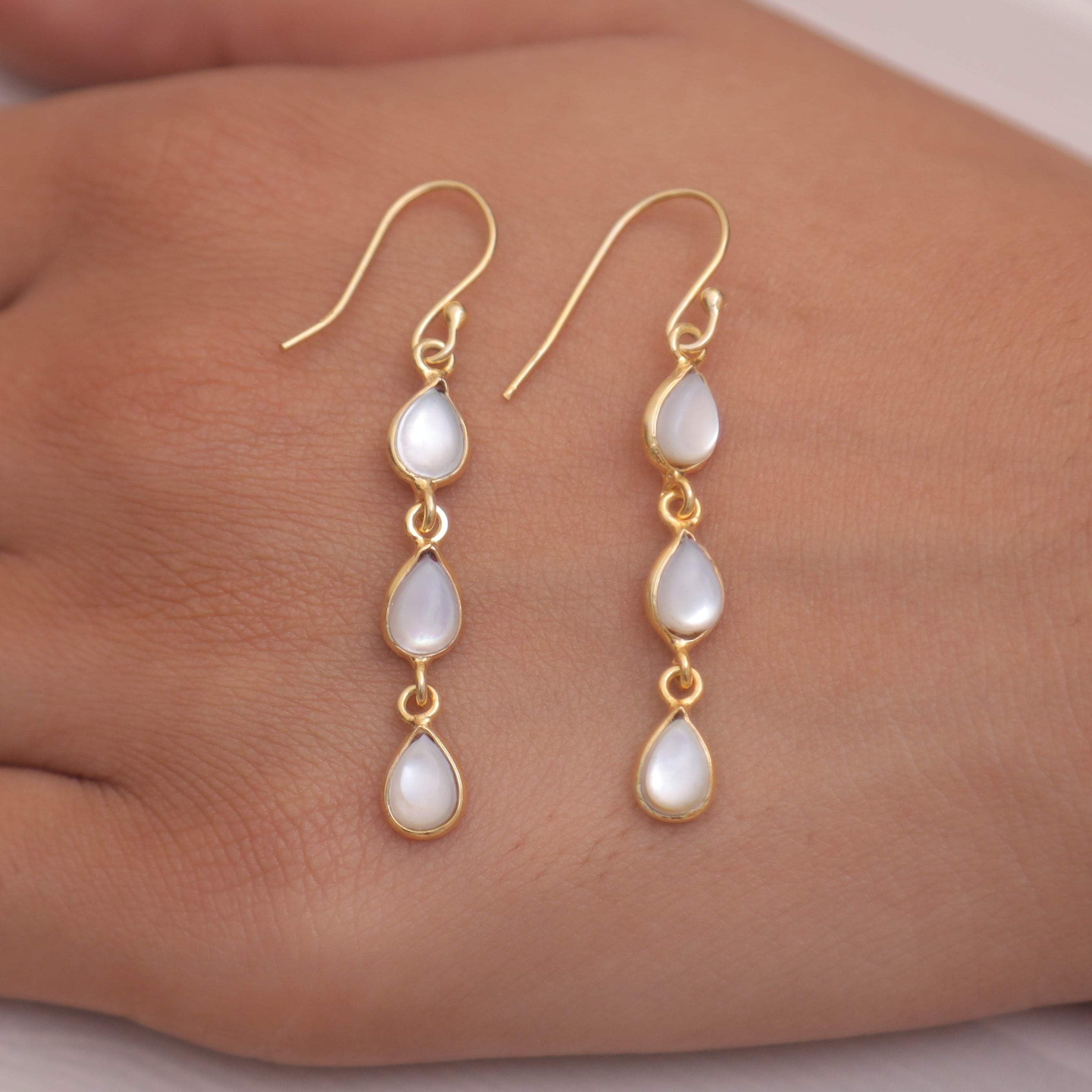 Mother Of Pearl 18k Gold Plated Sterling Silver Earrings
