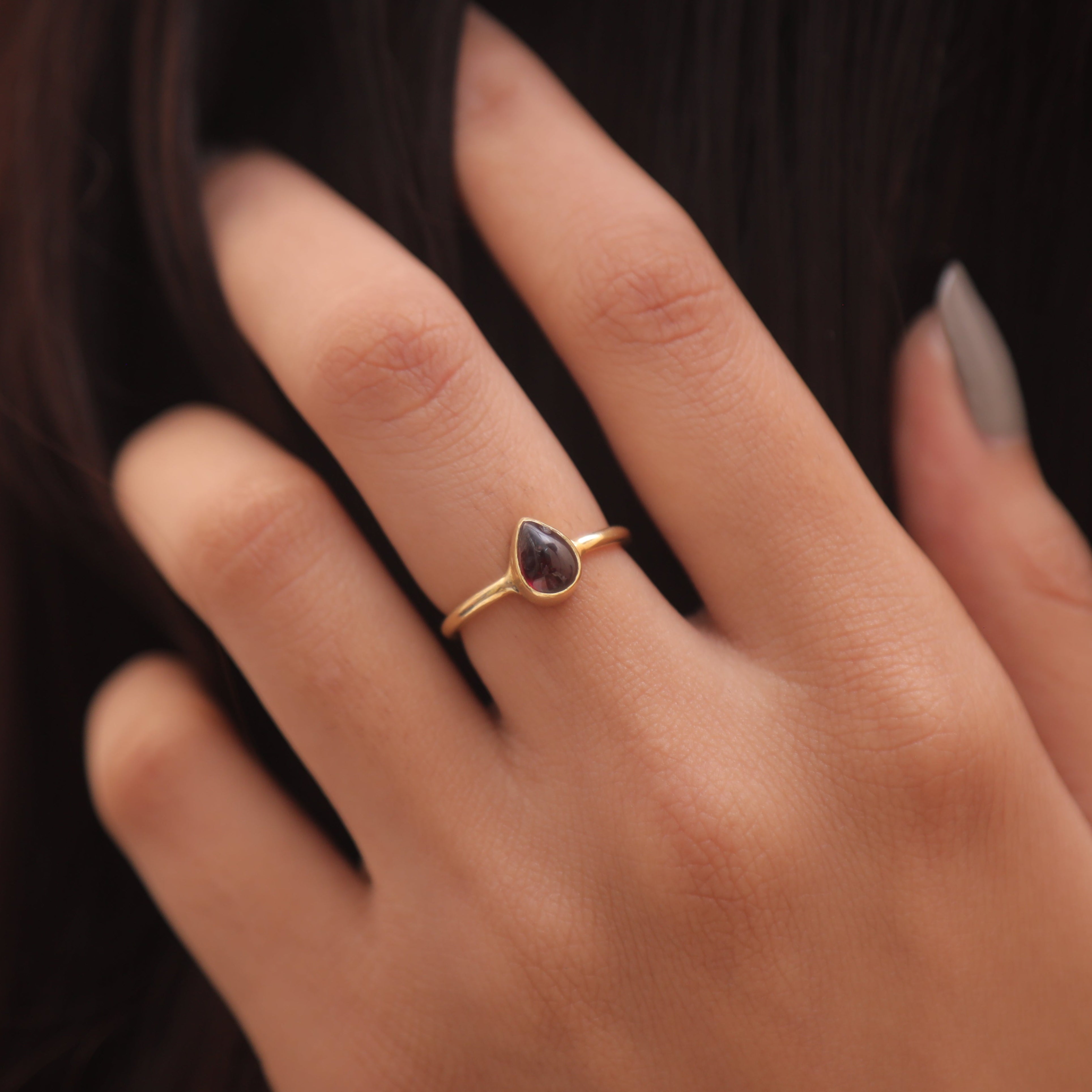 Garnet 18k Gold Plated Sterling Silver Ring