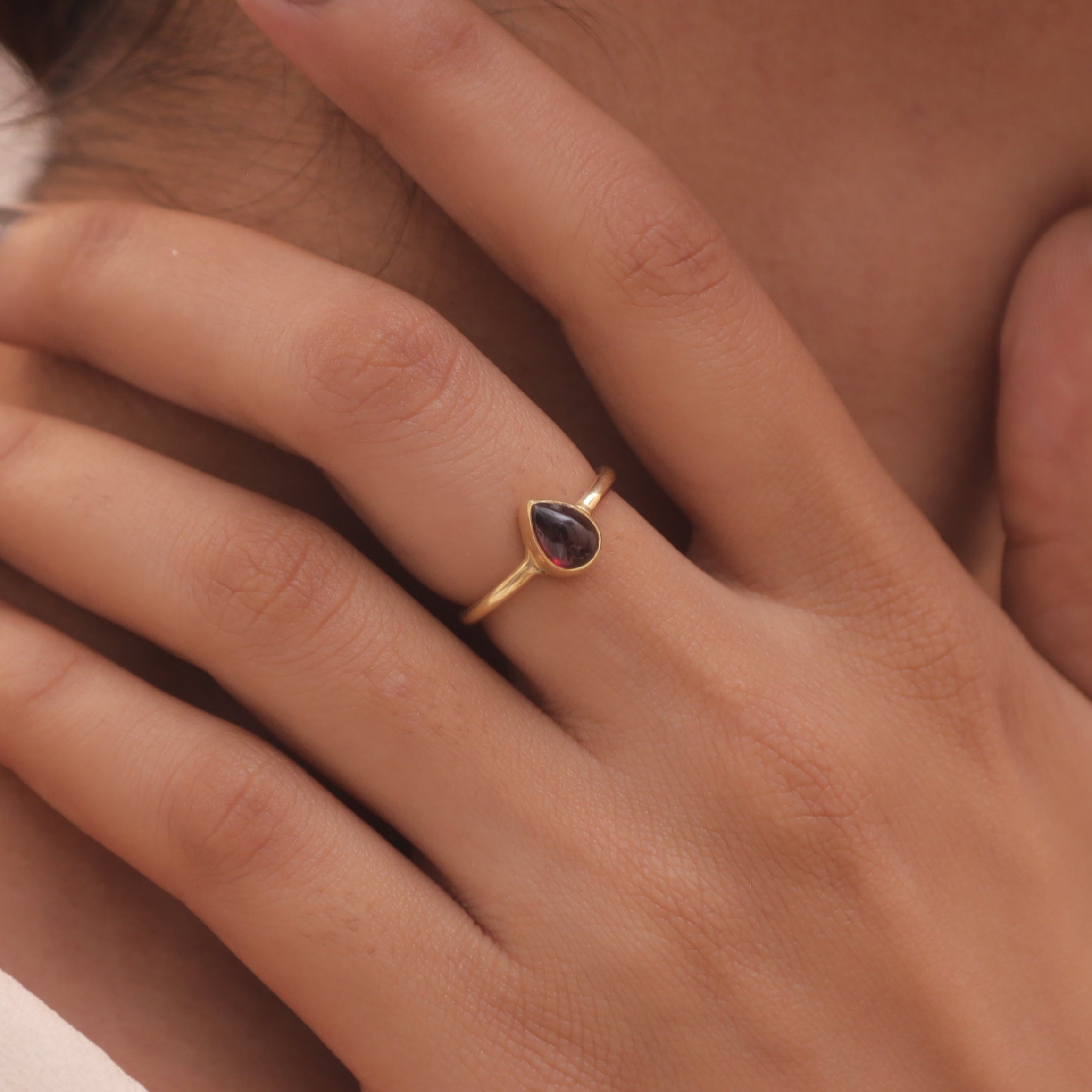 Garnet 18k Gold Plated Sterling Silver Ring