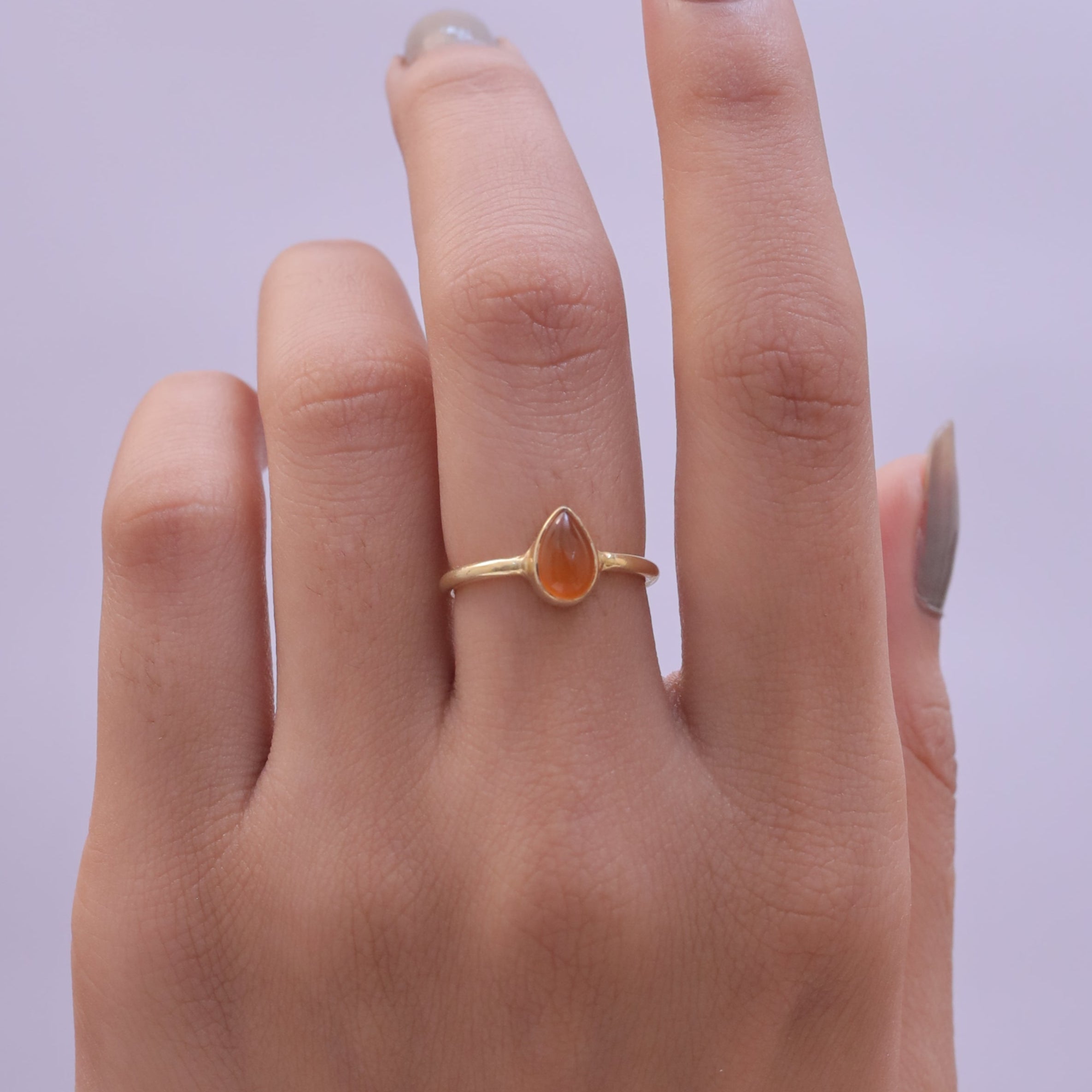 Carnelian 18k Gold Plated Solid Silver Ring