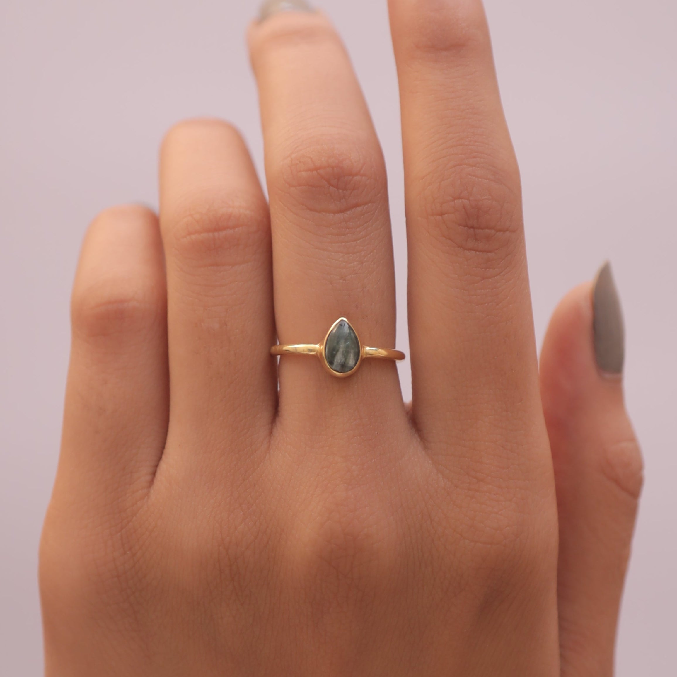 Seraphinite  18k Gold Plated Solid Silver Ring