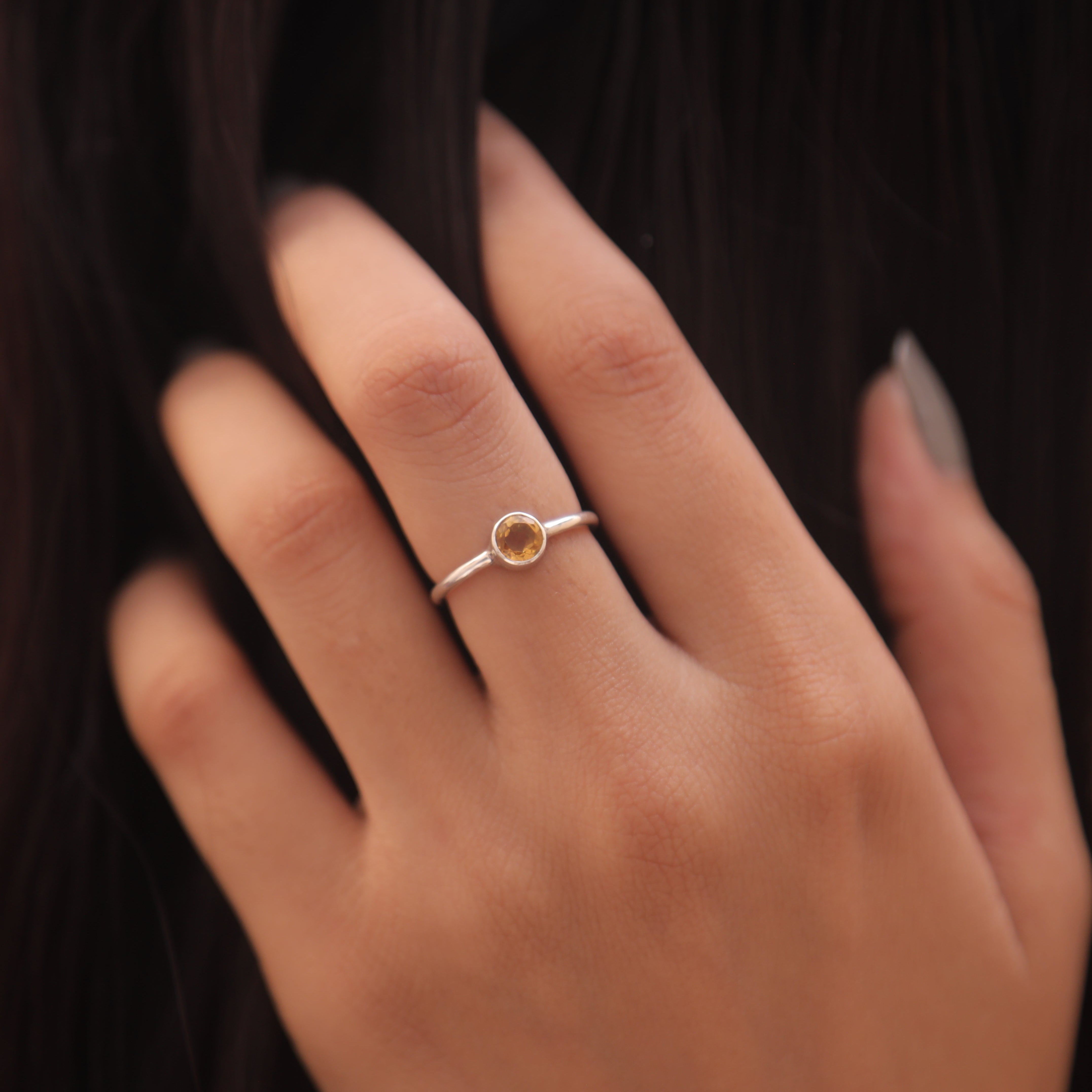 Cut Citrine Sterling Silver Ring