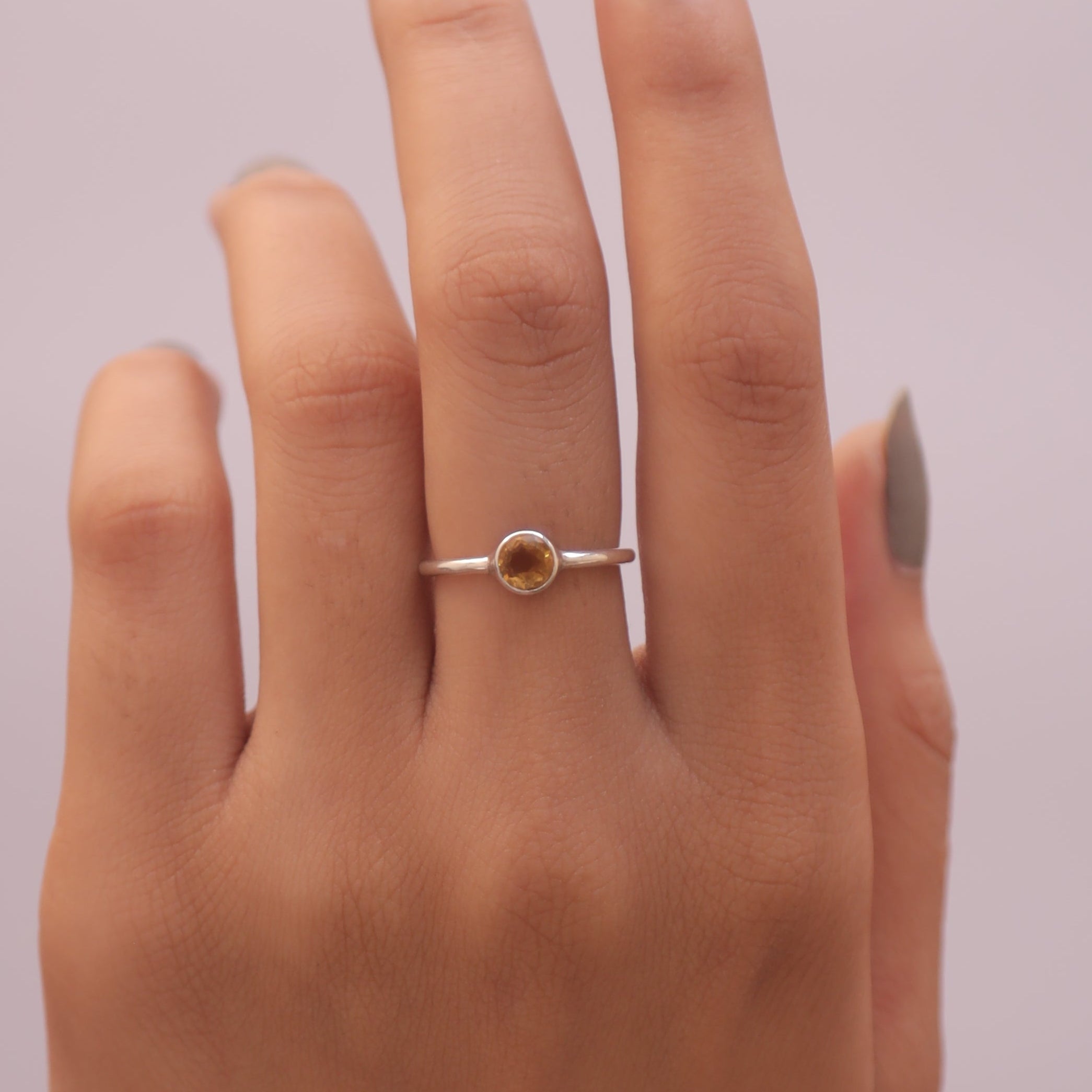 Cut Citrine Sterling Silver Ring