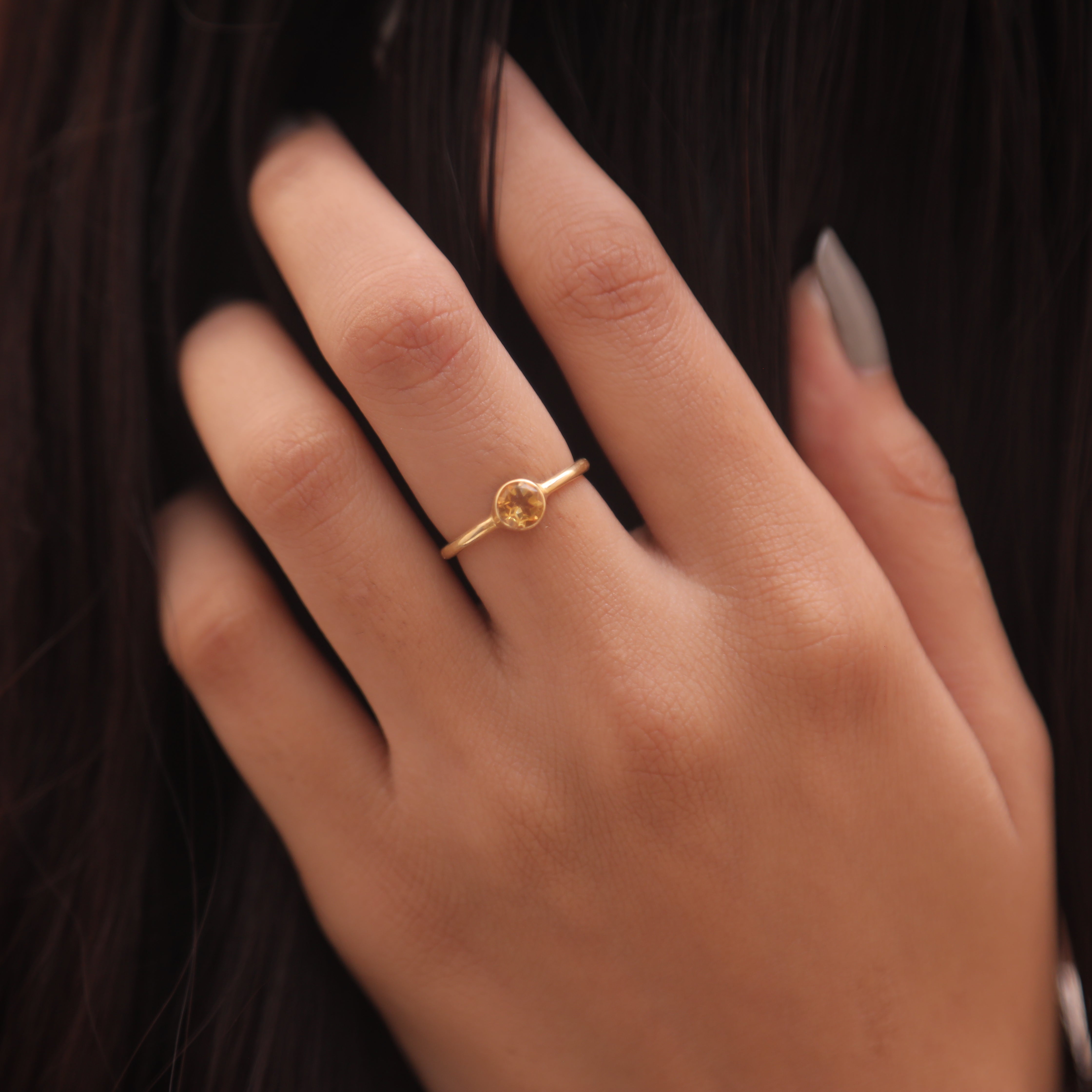 Cut Citrine 18k Gold Plated Sterling Silver Ring