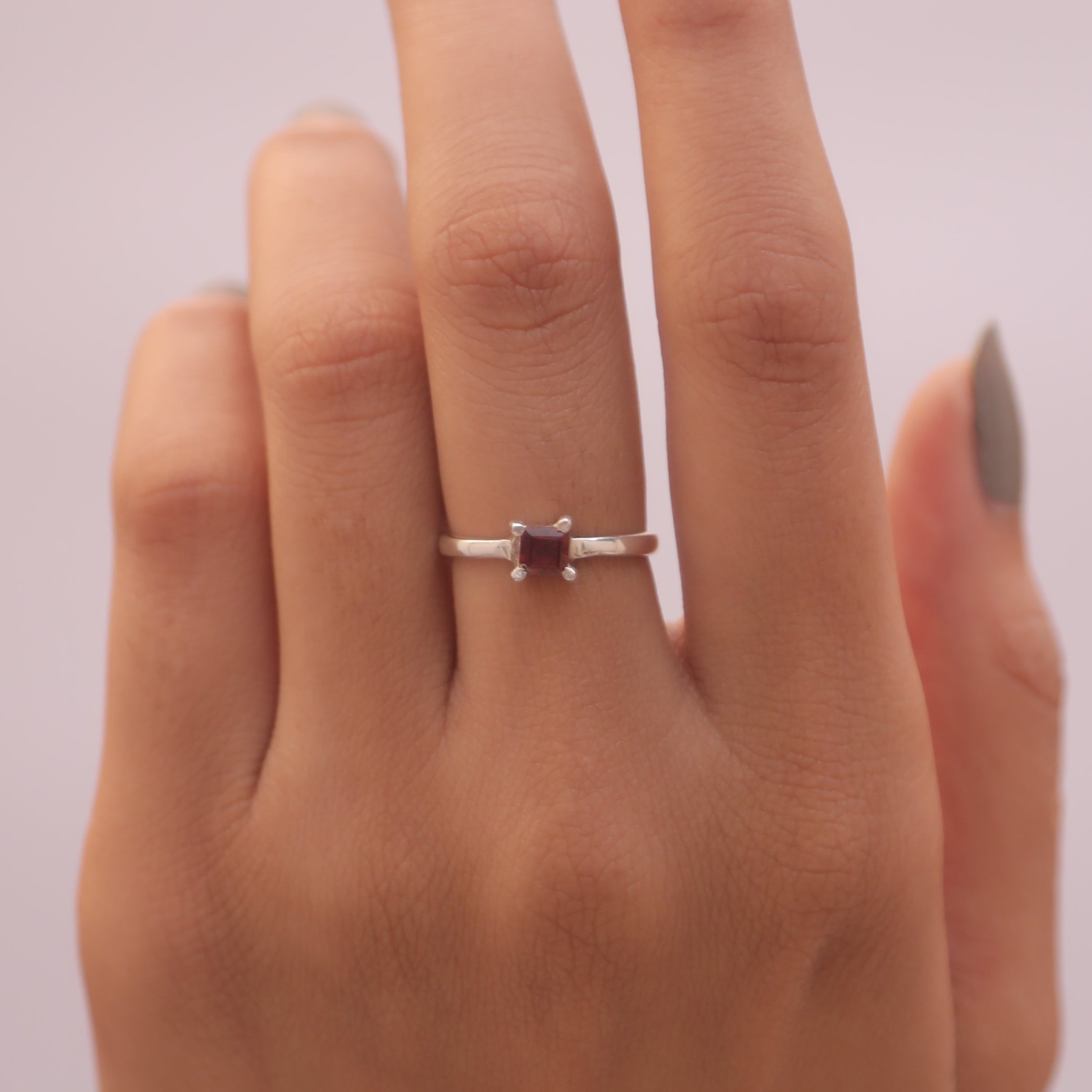 Garnet Solid Silver Ring