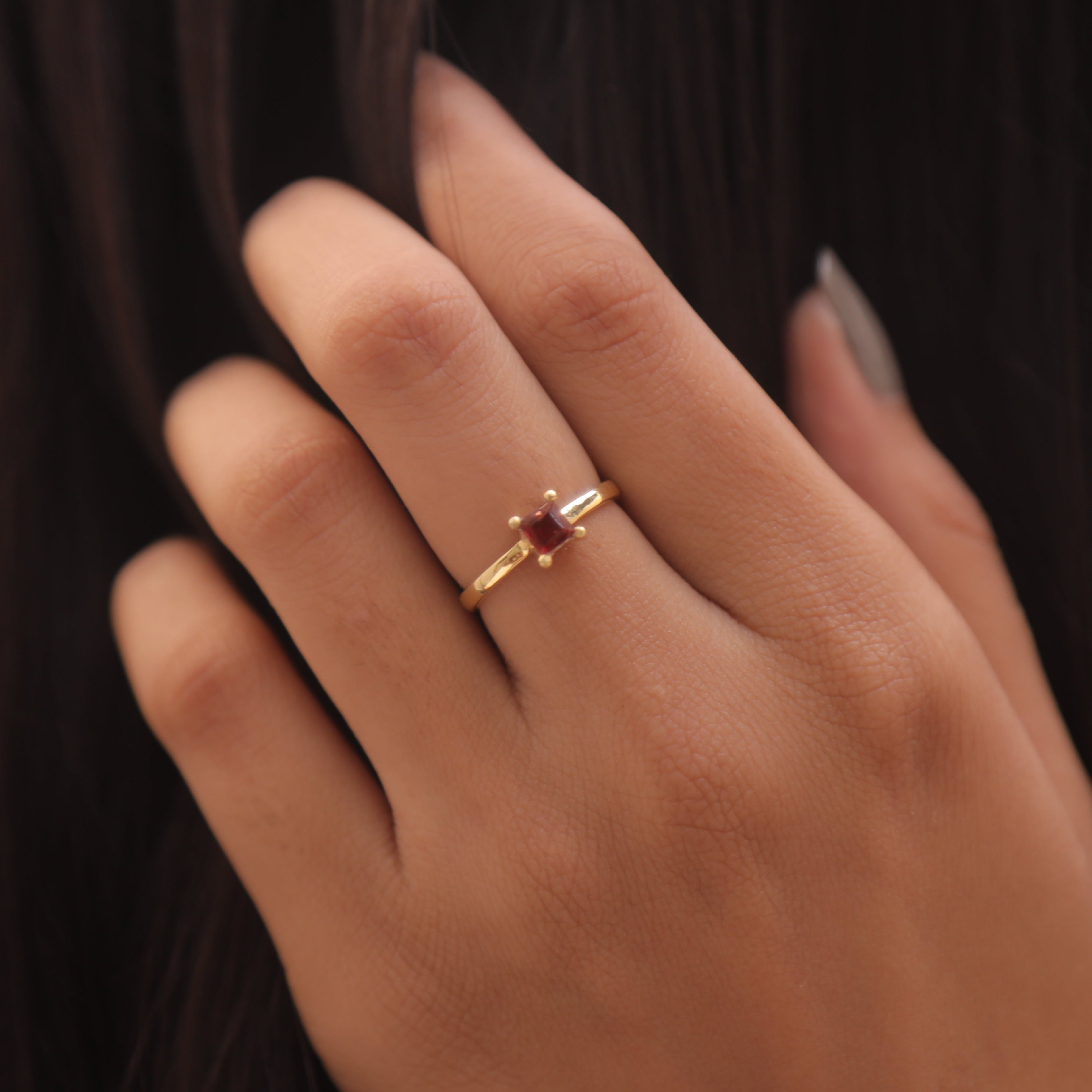 Garnet 18k Gold Plated Sterling Silver Ring