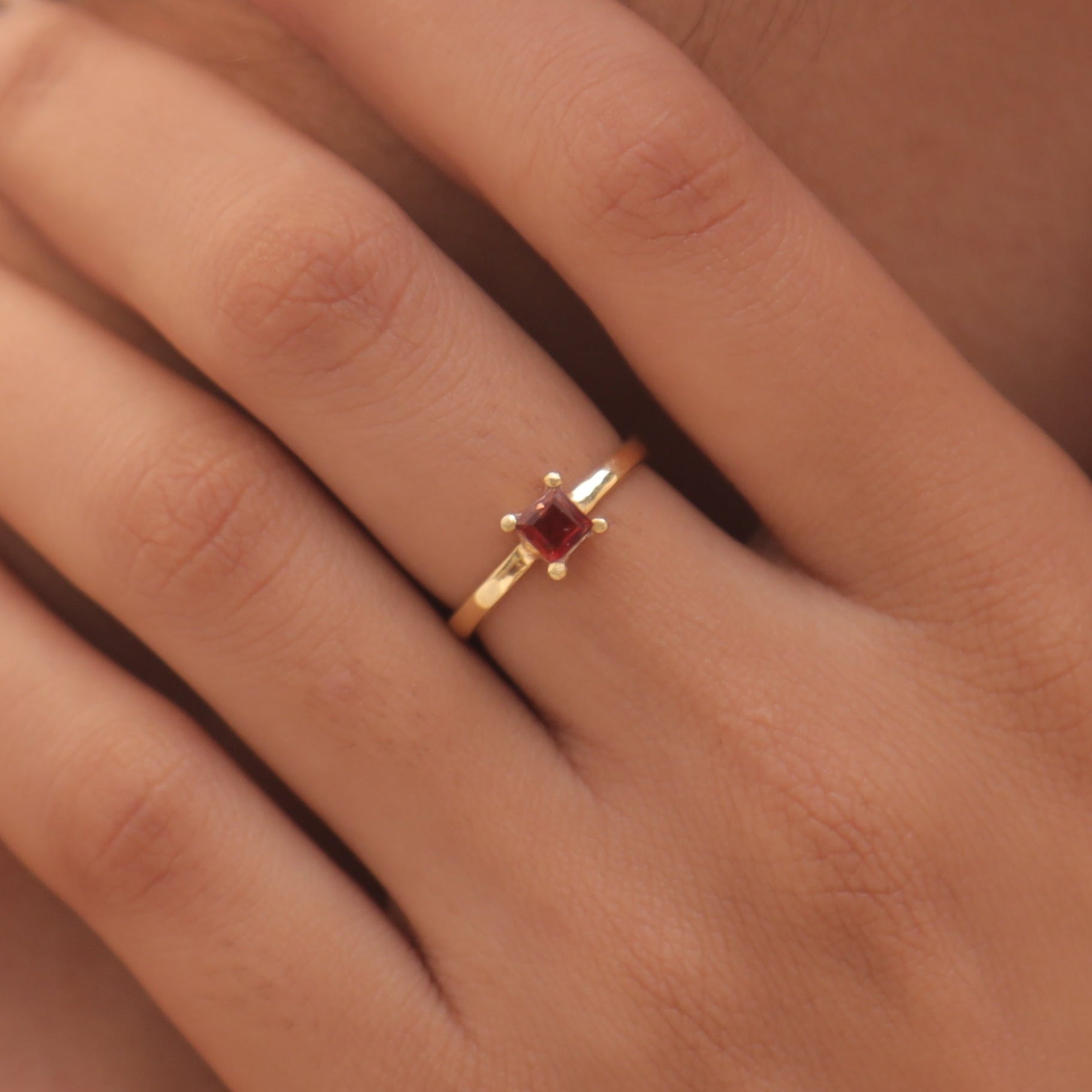 Garnet 18k Gold Plated Sterling Silver Ring