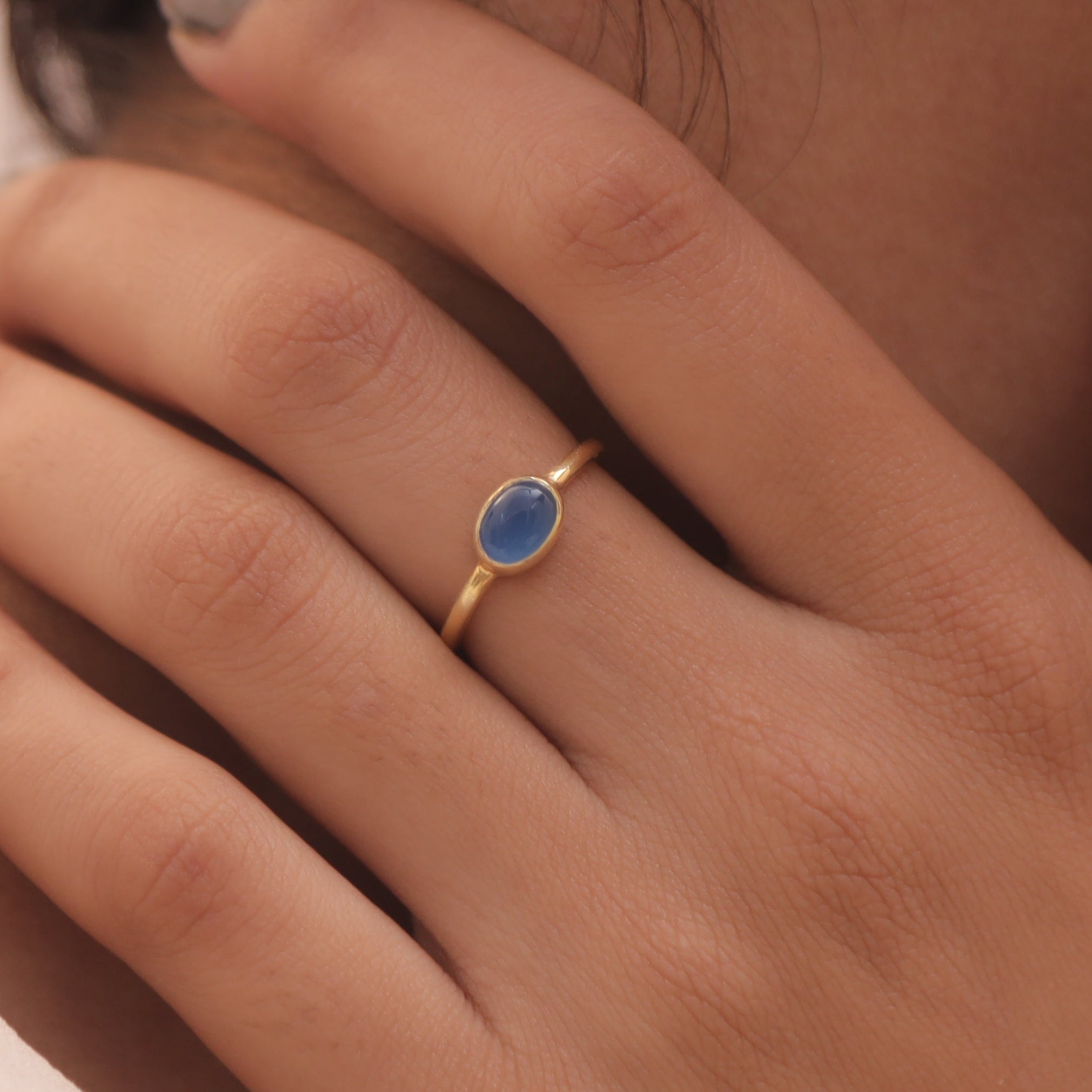 Aquamarine 18k Gold Plated 925 Sterling Silver Ring
