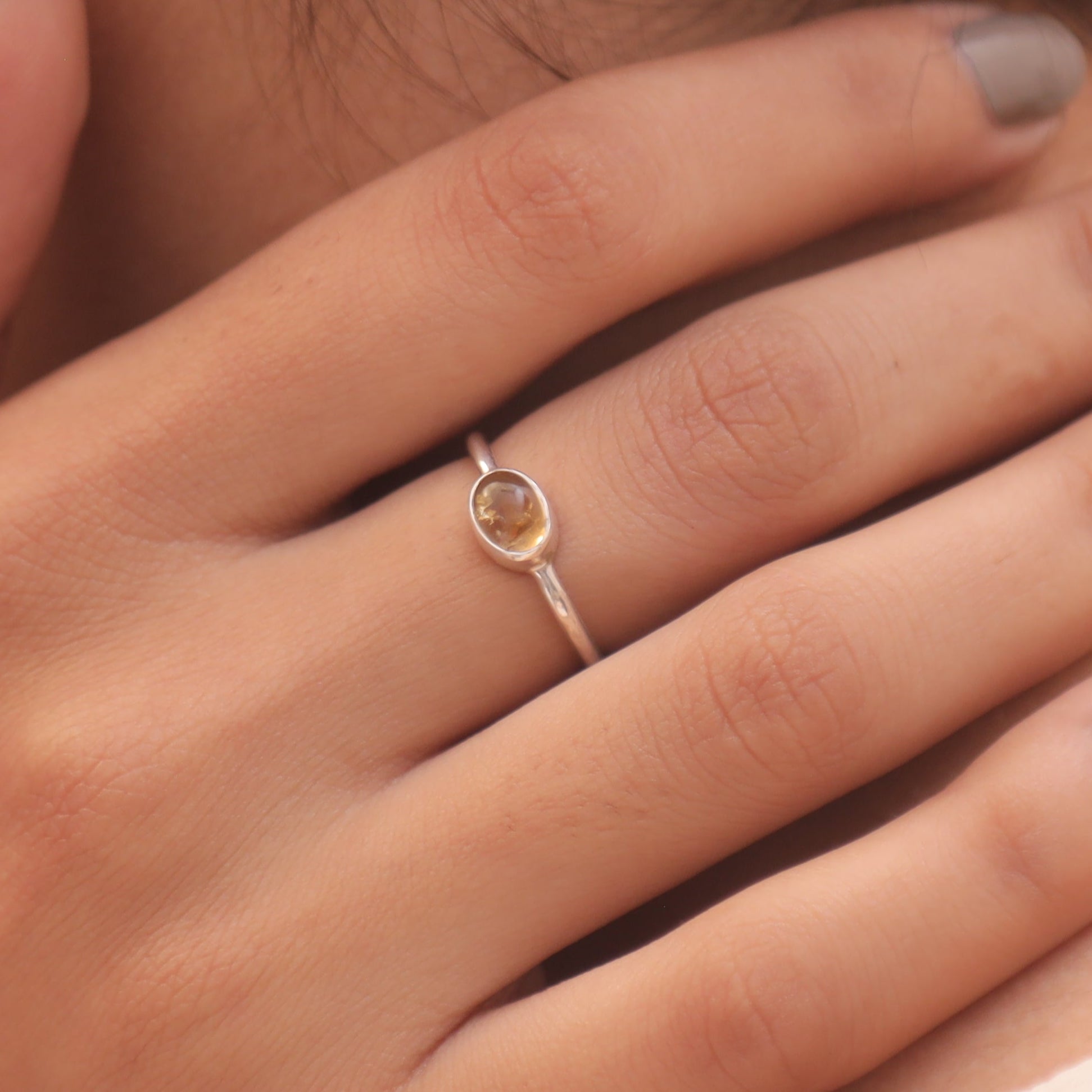 Citrine Solid Silver Ring