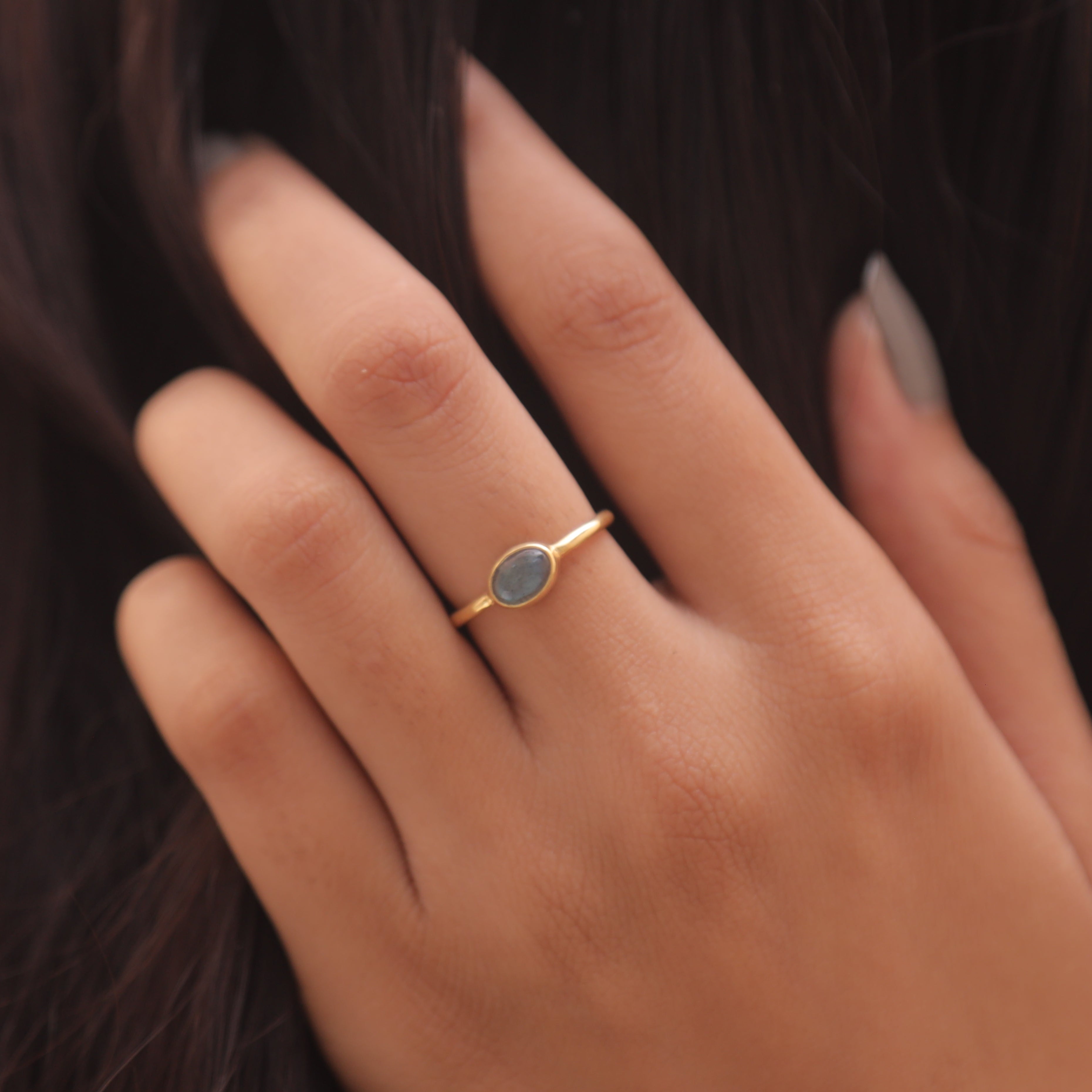Labradorite 18k Gold Plated Sterling Silver Ring
