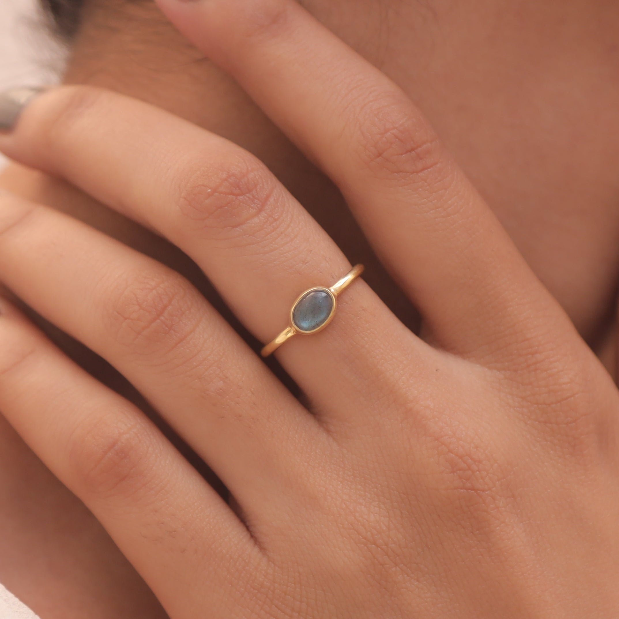 Labradorite 18k Gold Plated Sterling Silver Ring